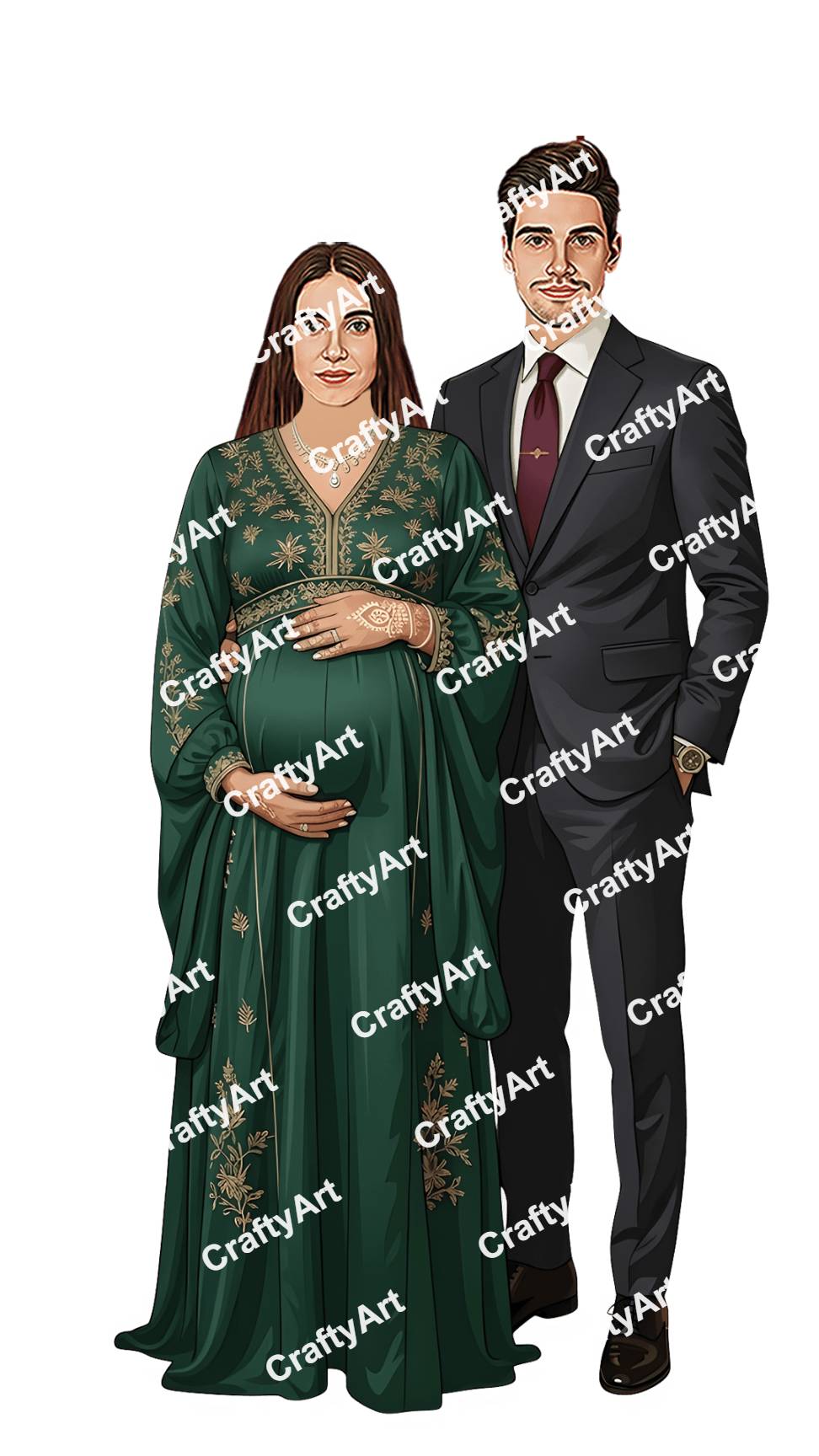 Preview Caricature for Baby Shower Couple Caricature Design for Family Memories