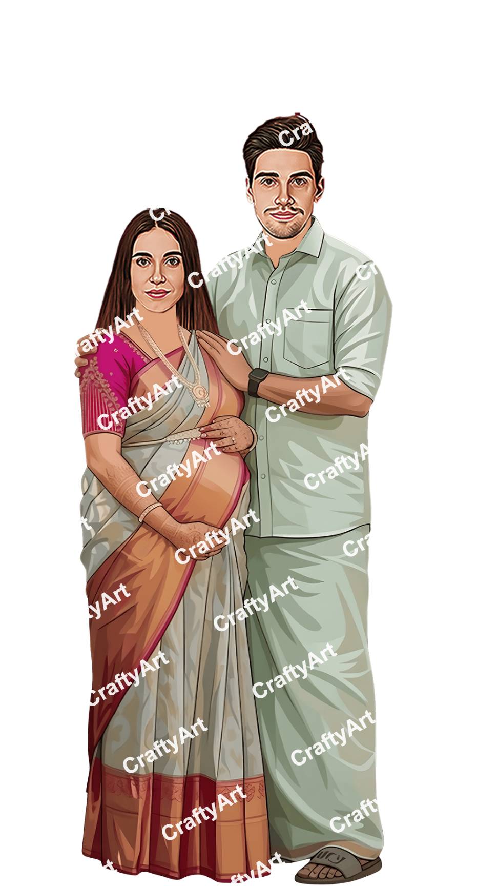 Preview Caricature for Design a Personalized Baby Shower Couple Caricature