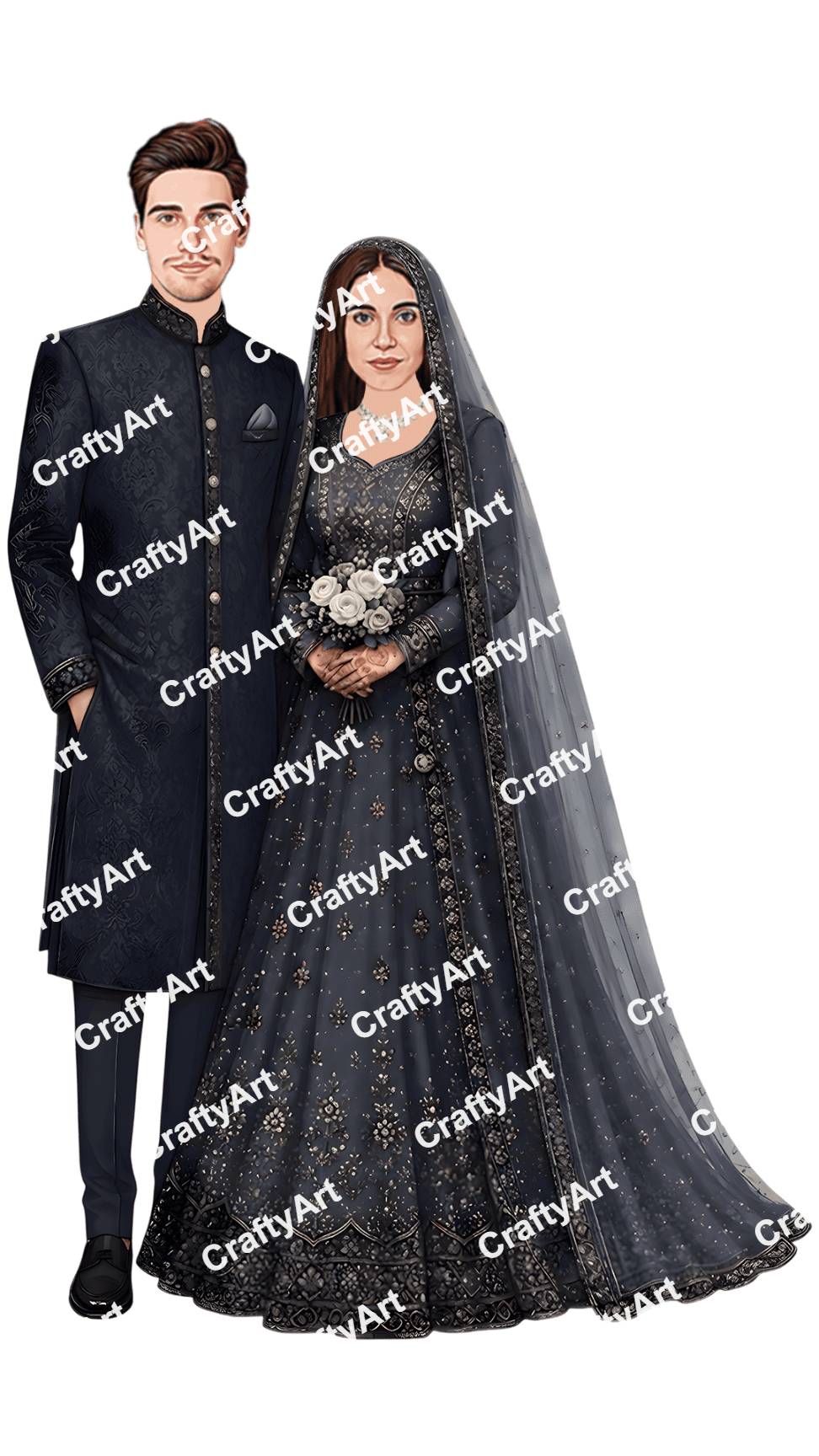Modern Islamic Wedding Caricature with Elegant Style