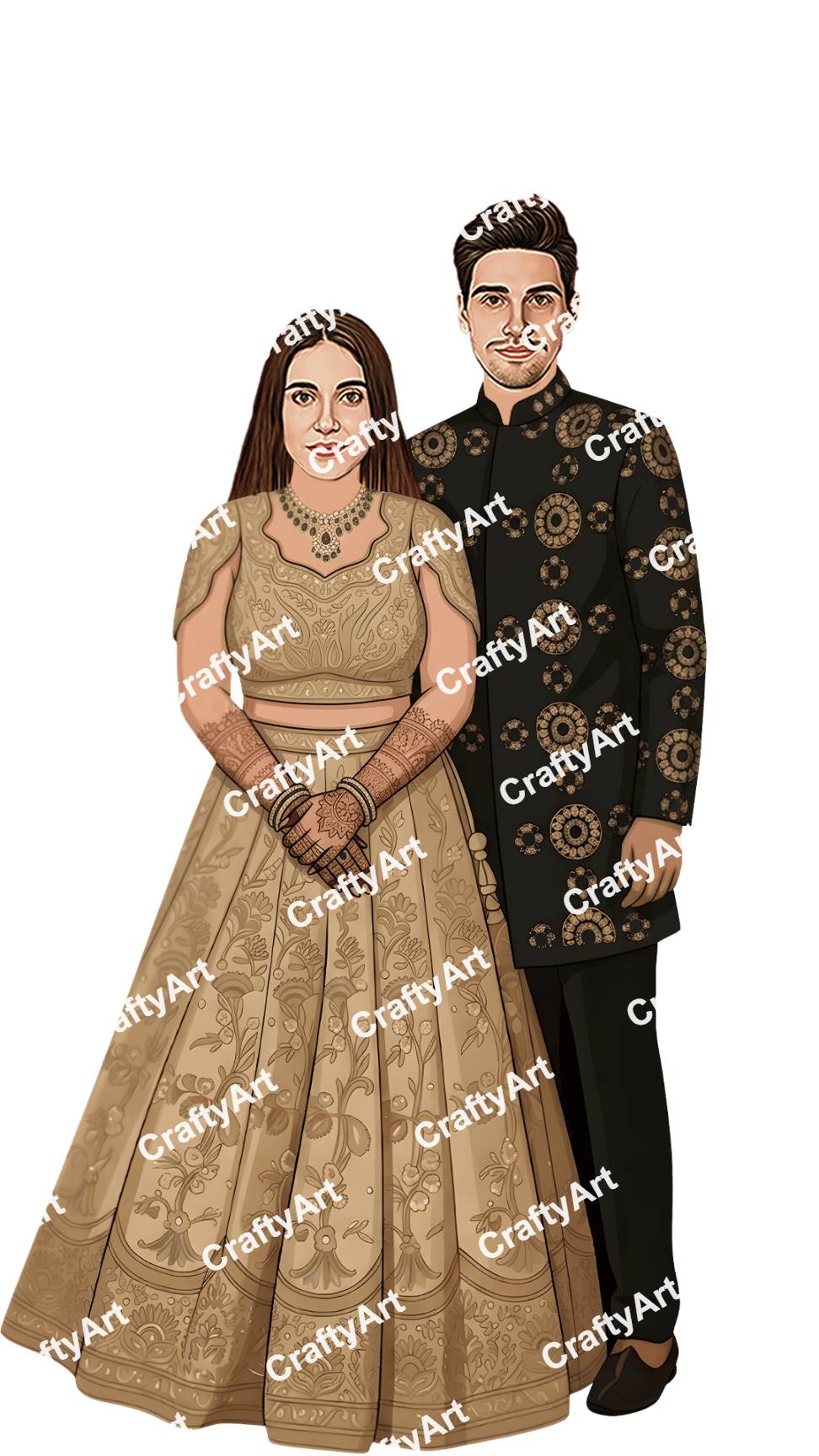 Premium Traditional Engagement Caricature Design