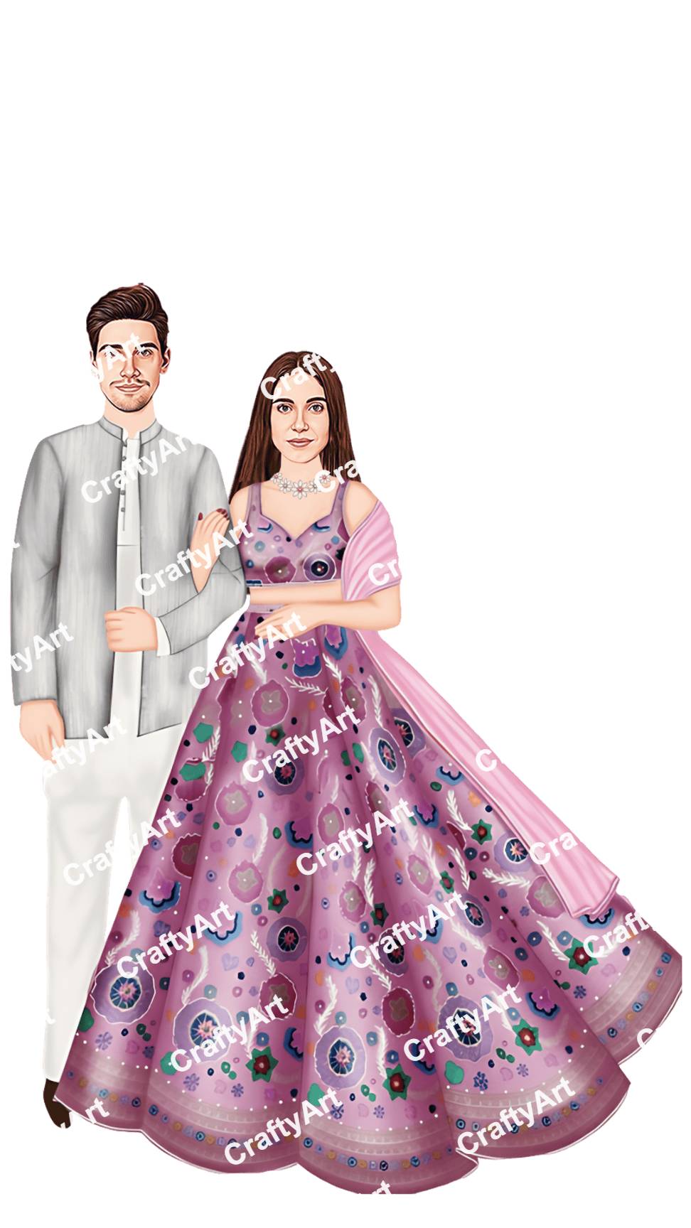Premium Sangeet Couple Caricature for Wedding Events