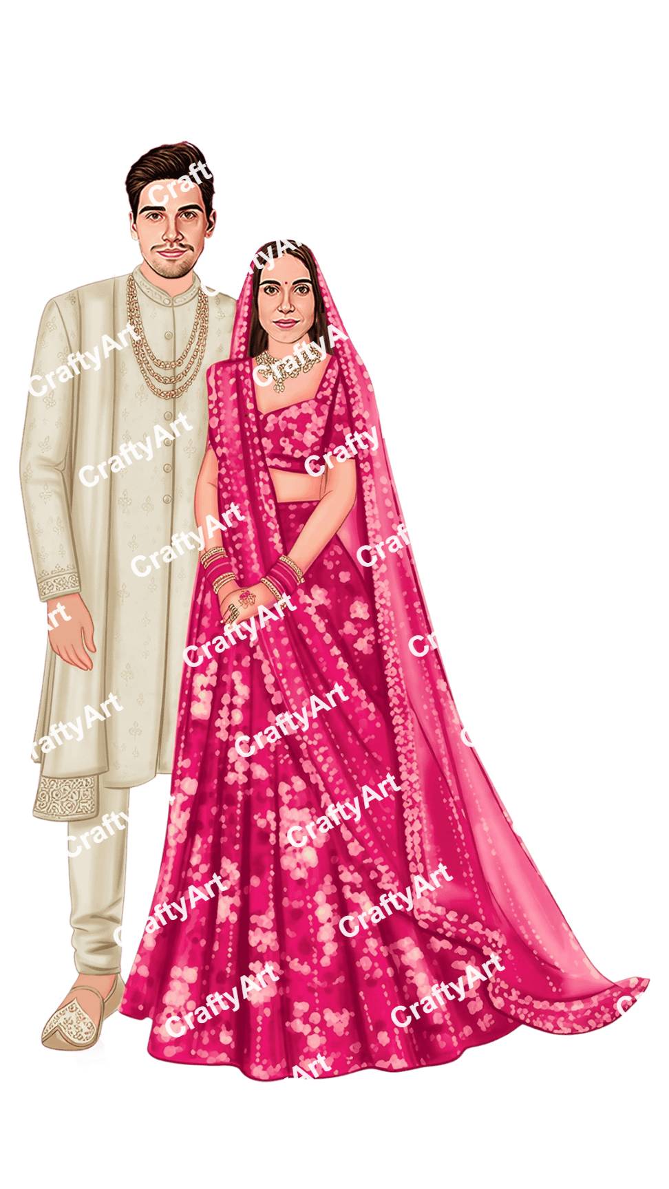 Digital Wedding Caricature Creative Bride Groom Design