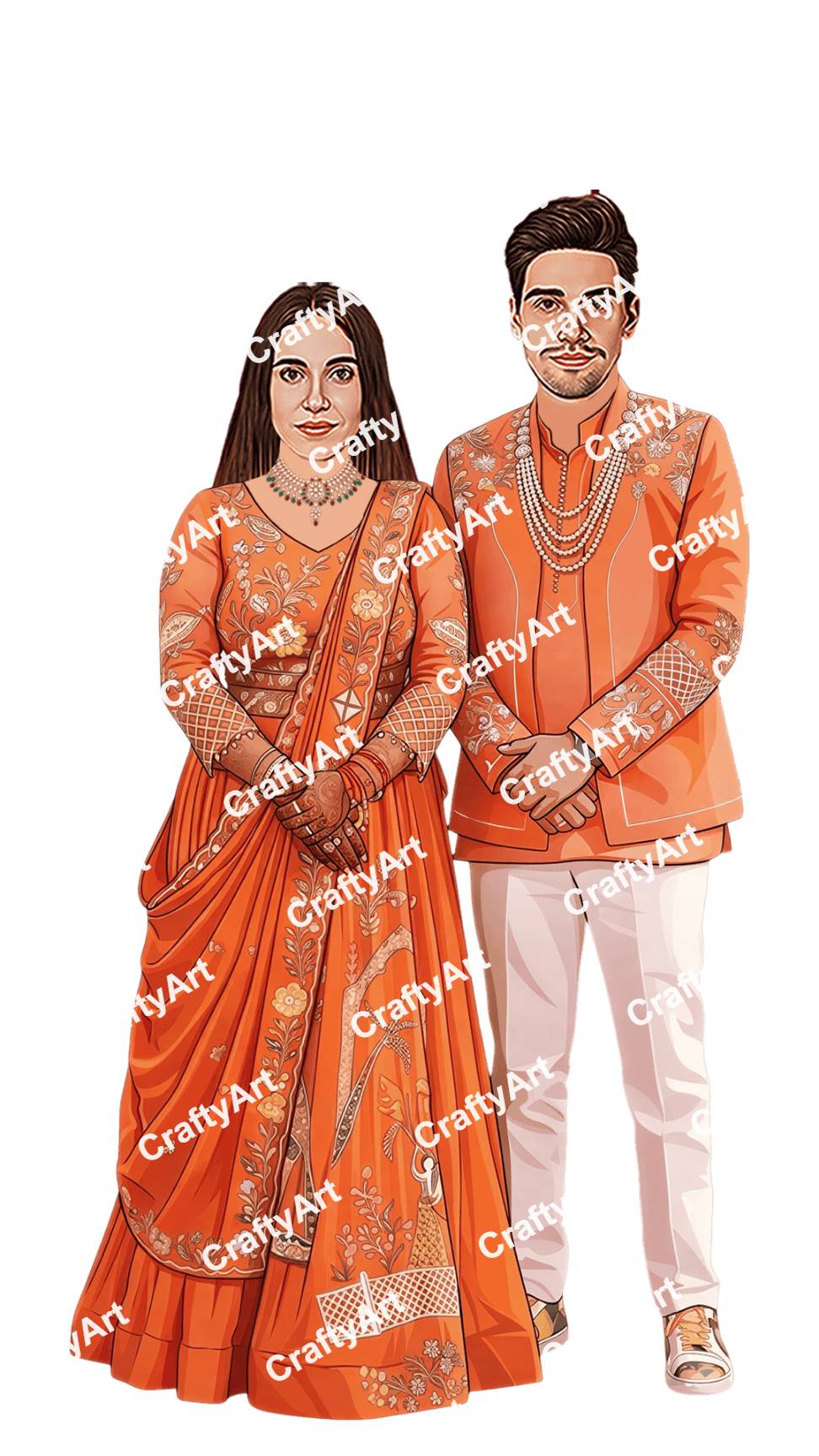 Preview Caricature for Unique Engagement Couple Caricature for Happy Couples