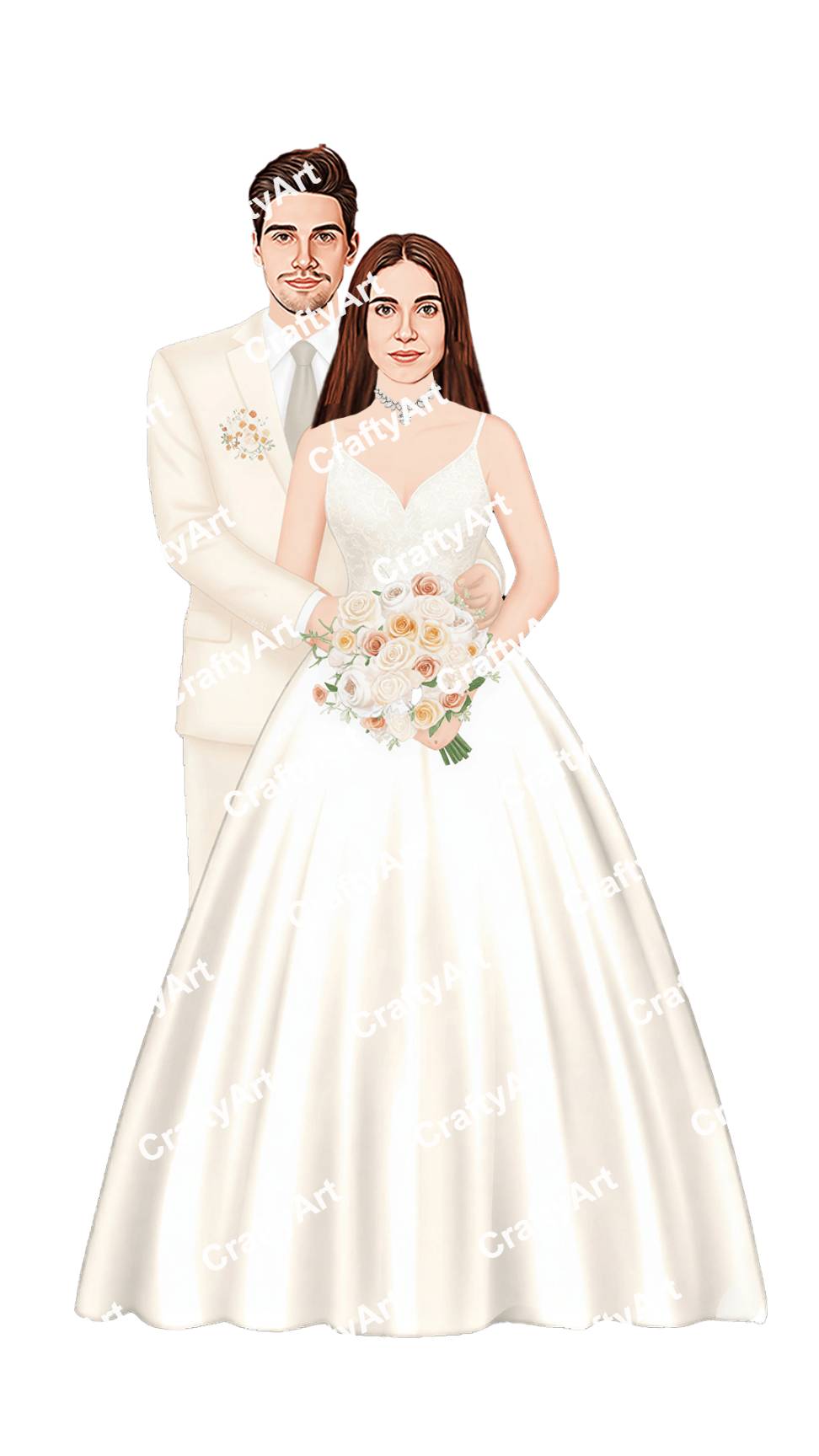 Christian Wedding Caricature Inspired by Church Wedding Vibe