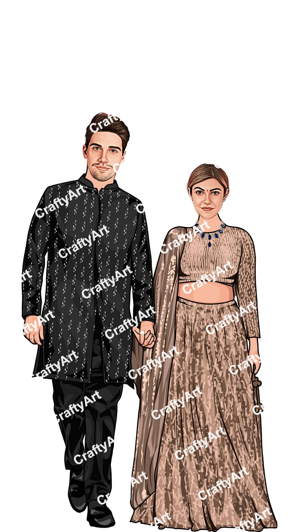 Custom Indian wedding Caricature of Couple