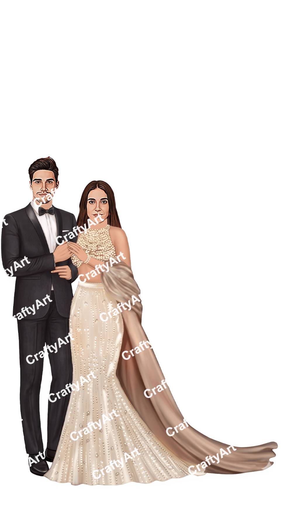 Western Party Caricature with Stylish Couple Theme
