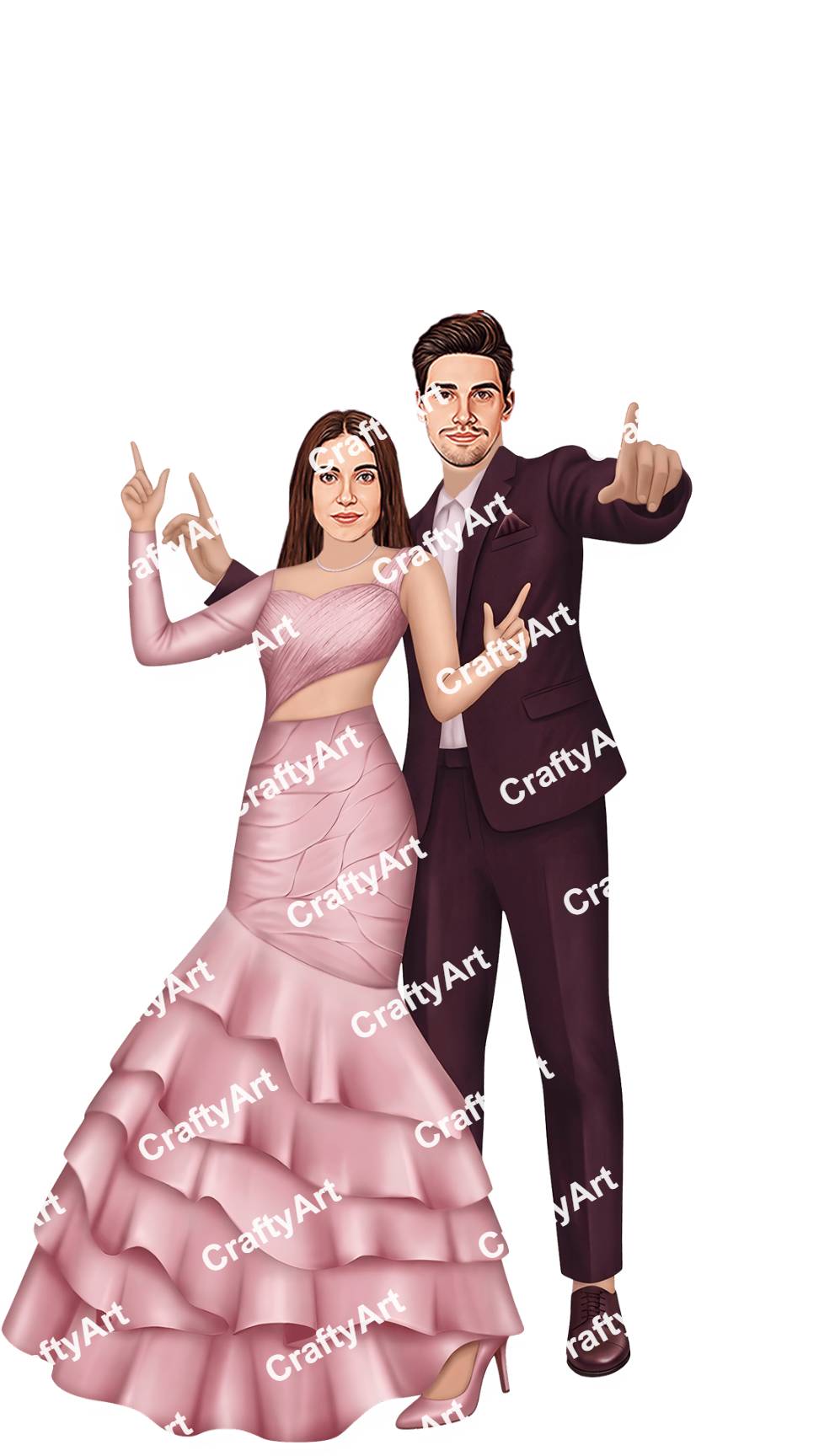 Luxury Couple Party Caricature with Party Vibes