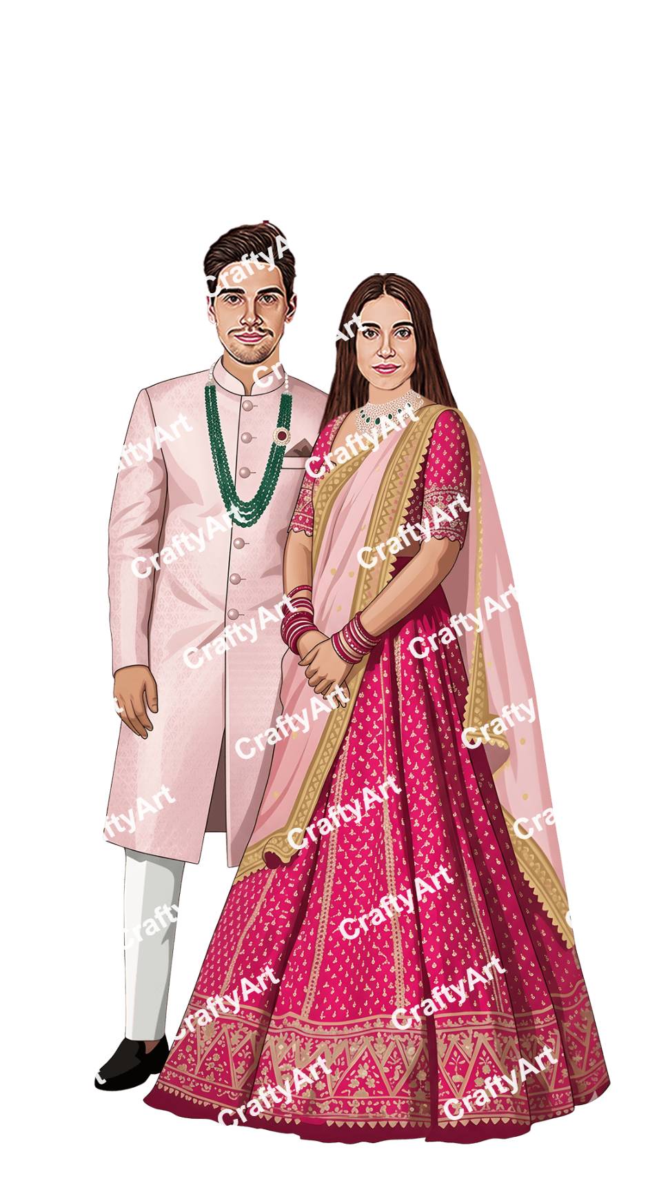 Wedding Caricature with Romantic Traditional Theme