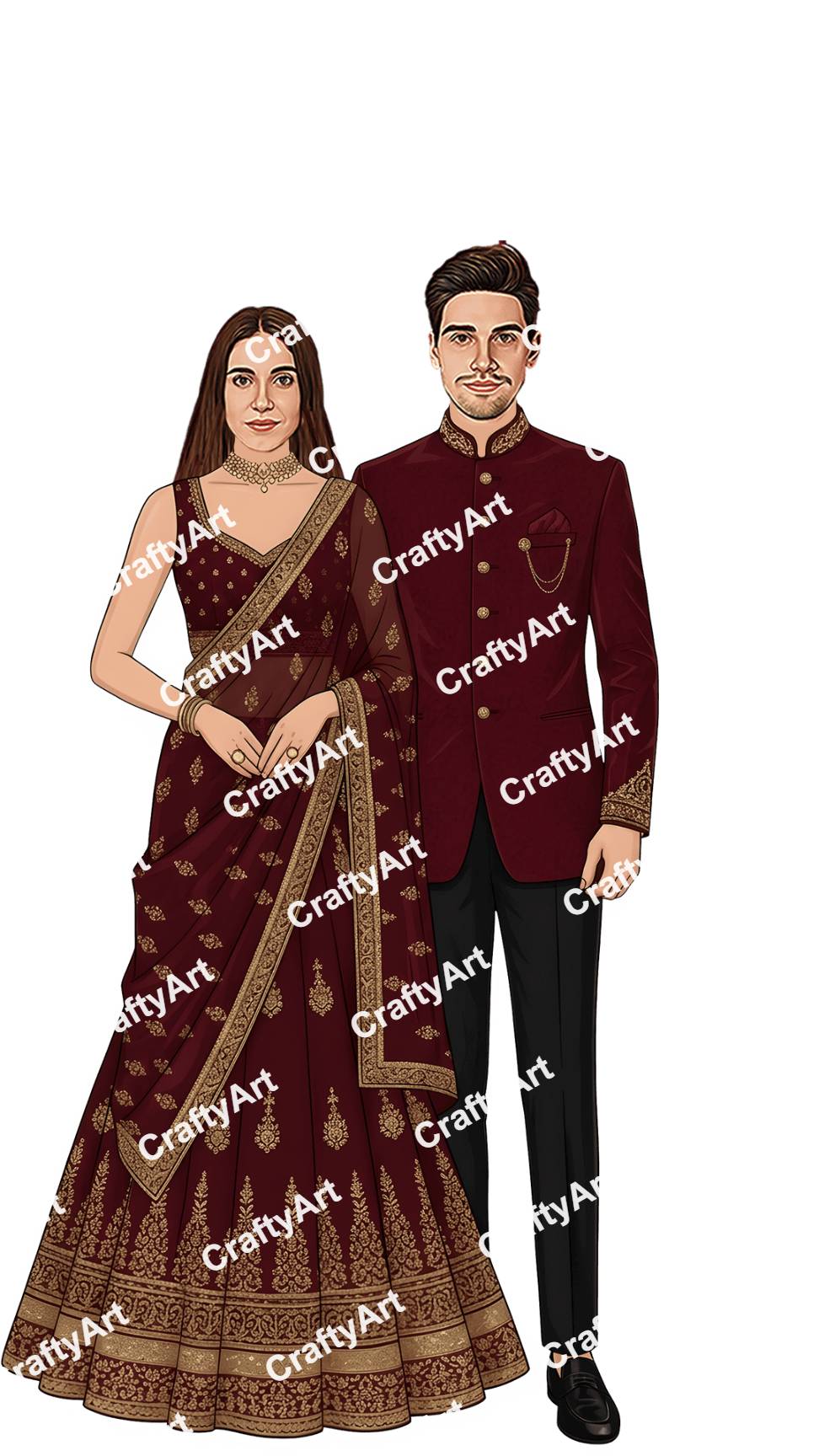 Creative Engagement Caricature for Modern Couple Design