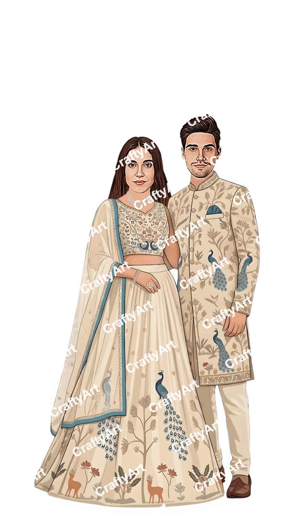 Preview Caricature for Cultural Anniversary Couple Caricature with Art Style
