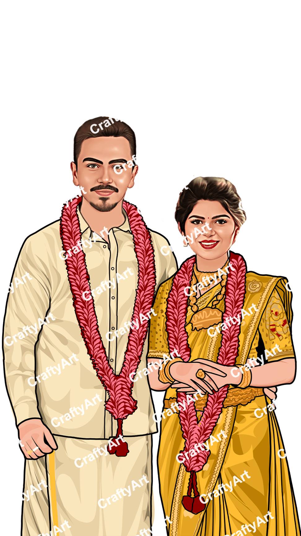 Bride and Groom Caricature in South Indian Wedding