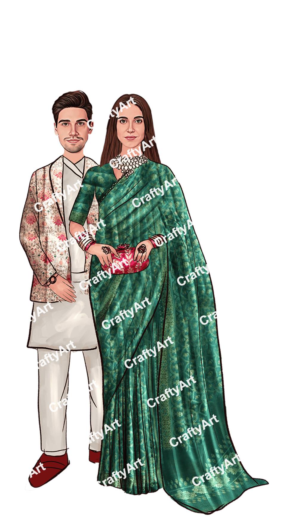 Elegant Nepali Wedding Caricature for Couples 2025