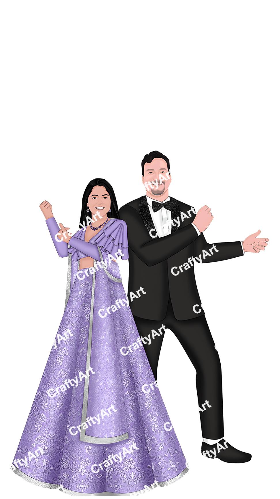 Celebrate Love with Night Sangeet Couple Caricature