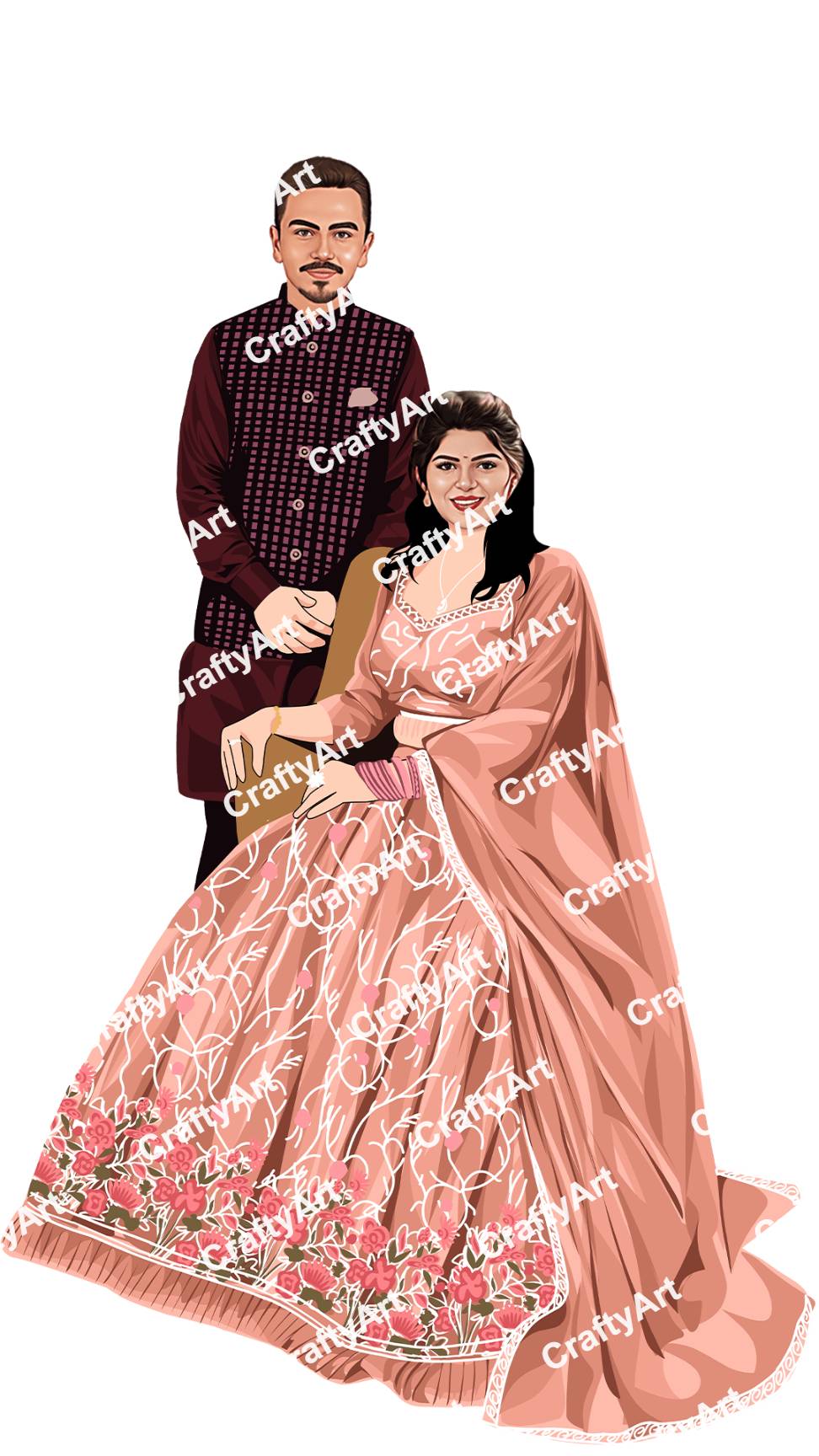 Creative And Attractive Engagement Caricature Of Soulmates