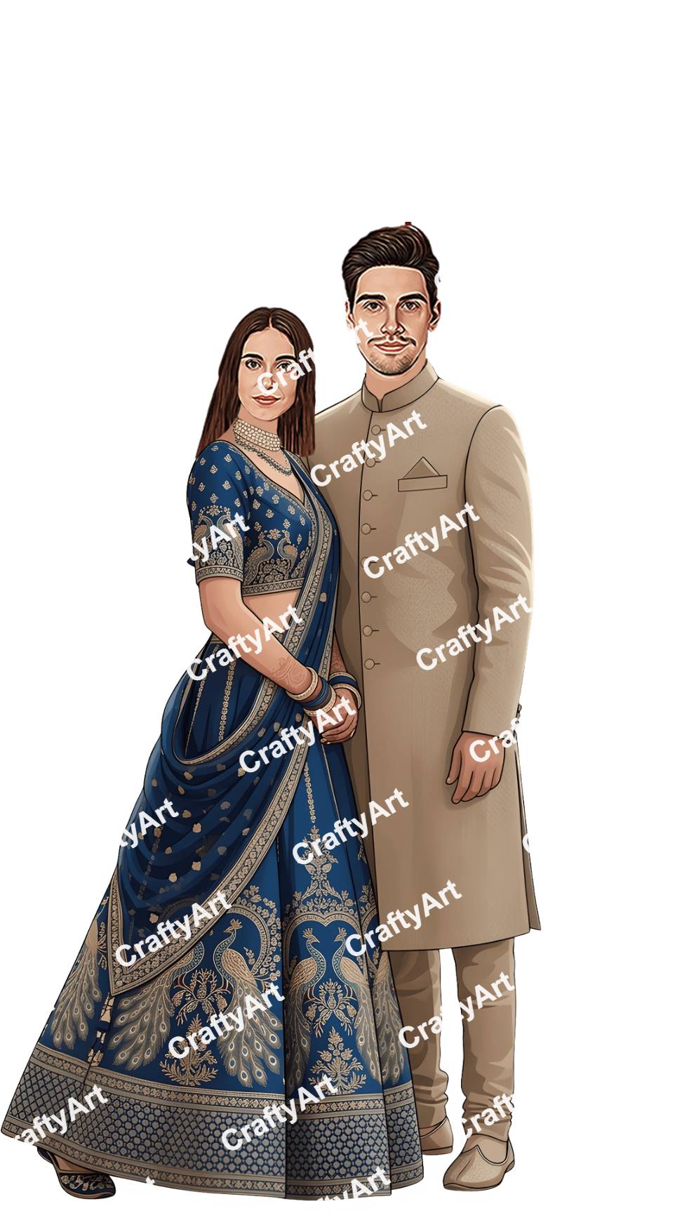 Colorful Stylish Wedding Caricature for Modern Couples