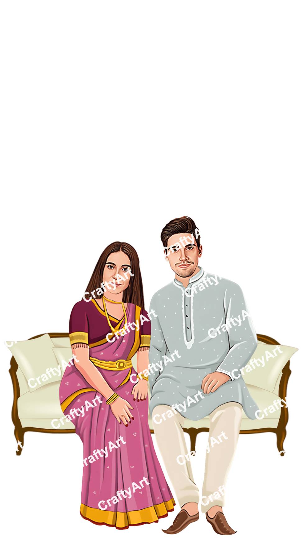 Gol Dhana Caricature for Traditional Gujarati Engagement