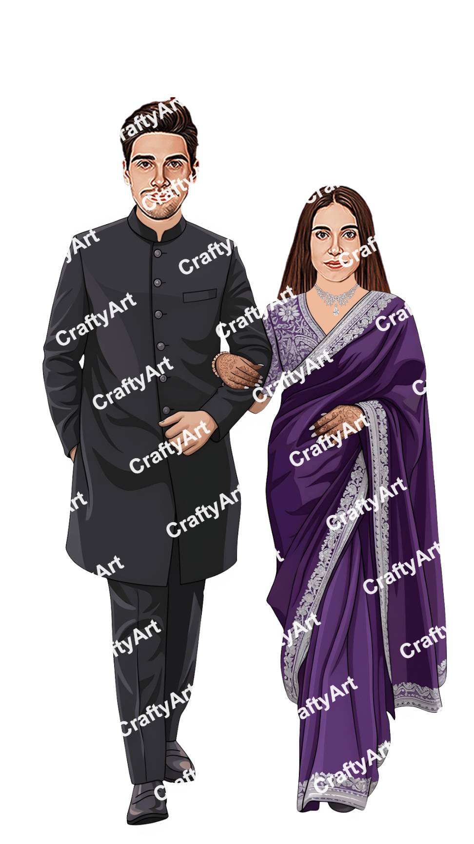 Preview Caricature for Anniversary Couple Caricature with Classic Traditional Theme