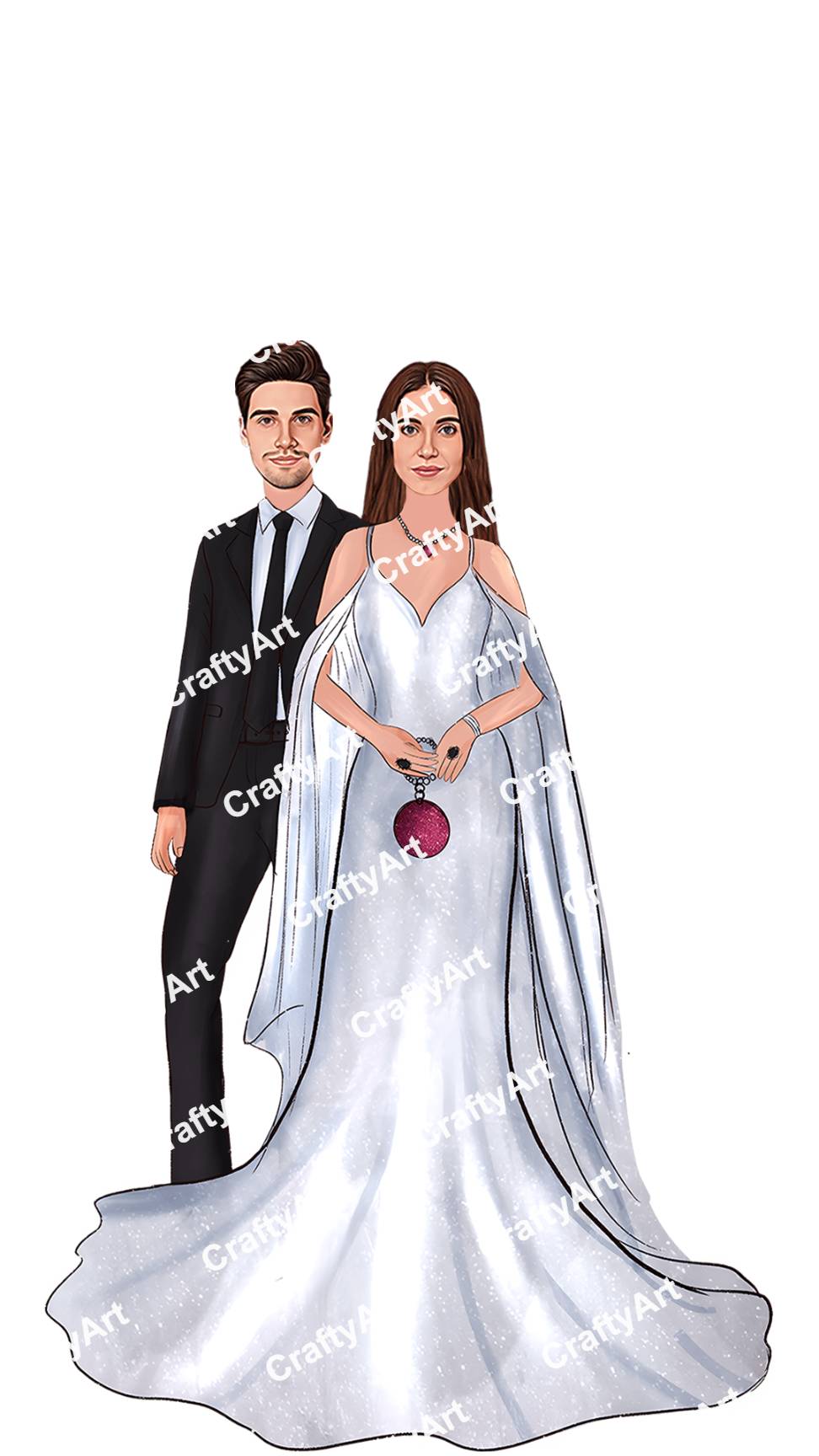 White and Black Theme Party Caricature for Couples