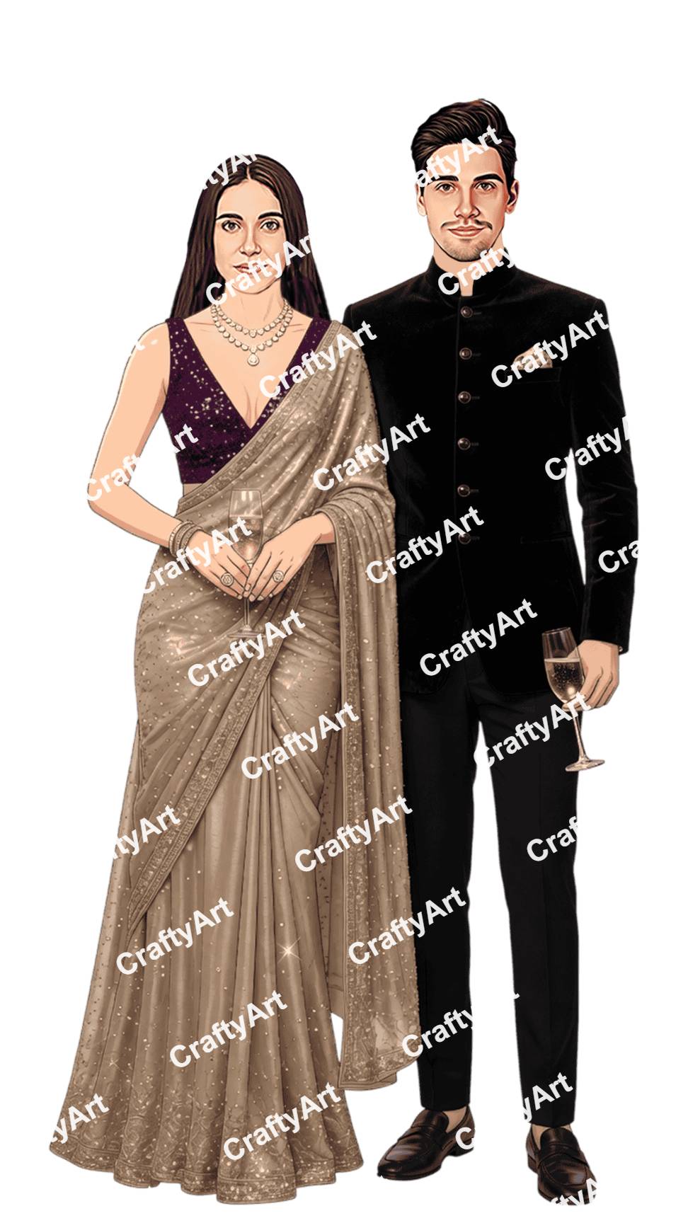 Modern Party Caricature Design with Classy Look