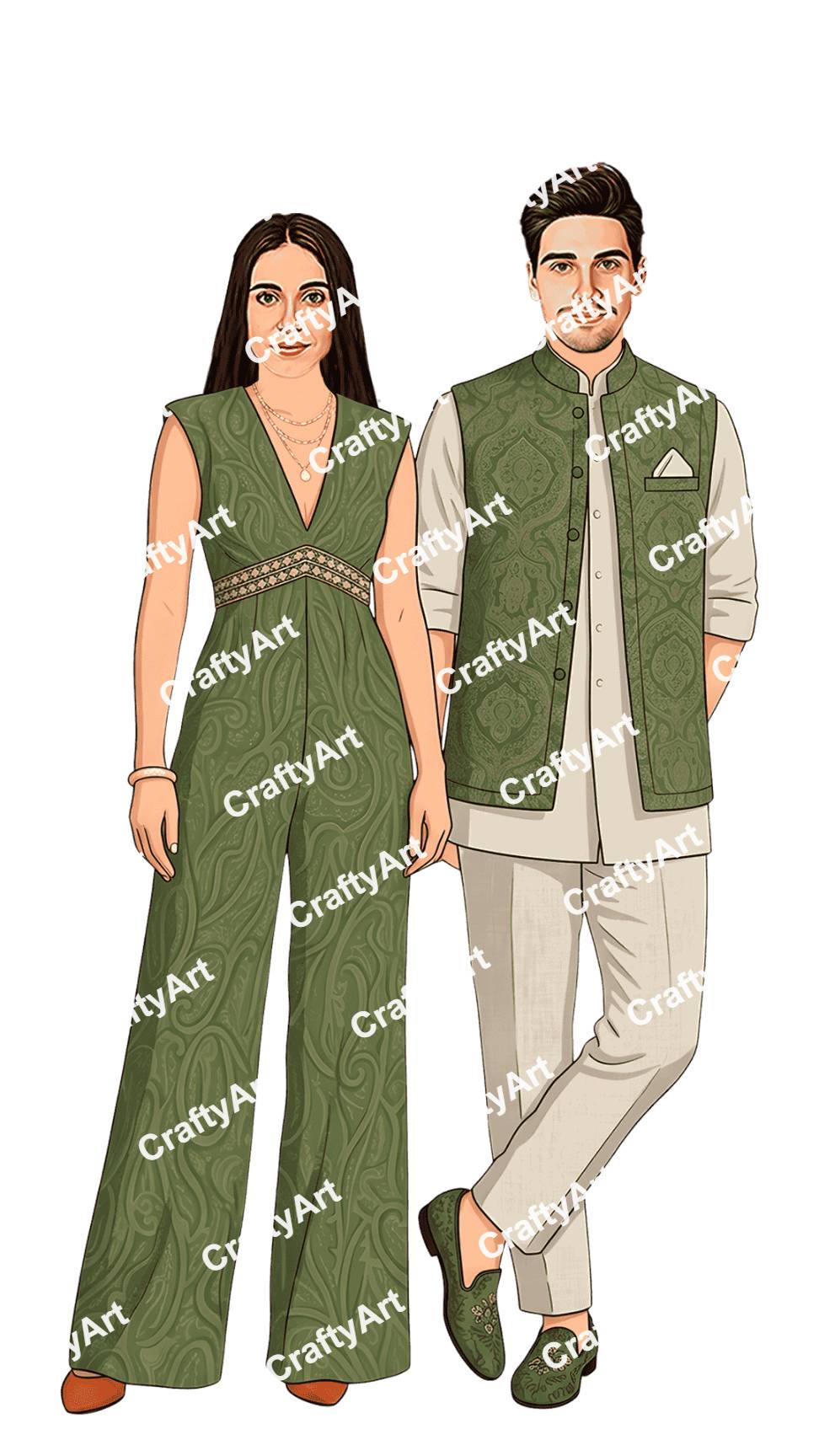Digital Party Caricature with Stylish Couple Theme