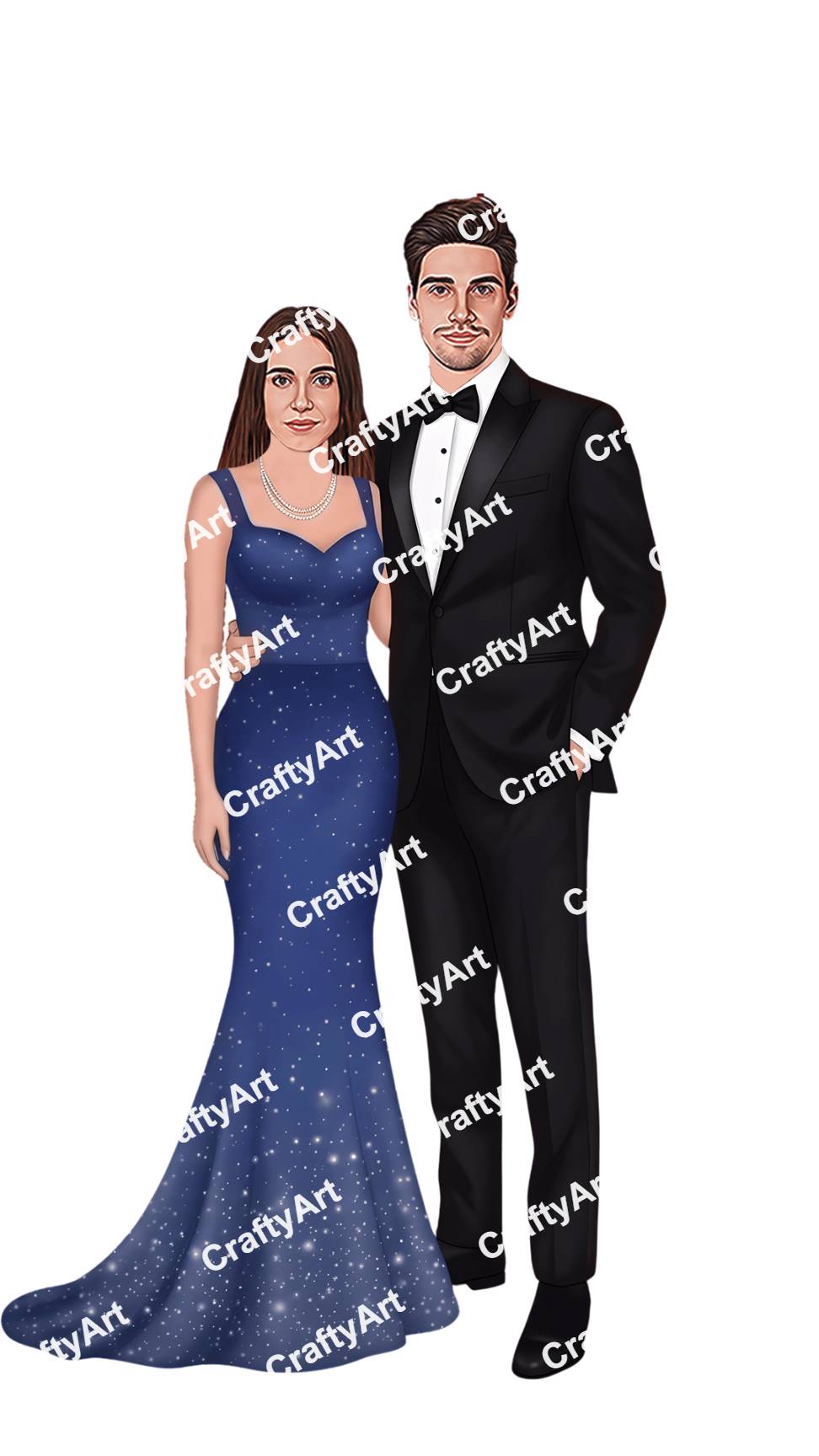 Party Caricature with Elegant Blue and Black Theme