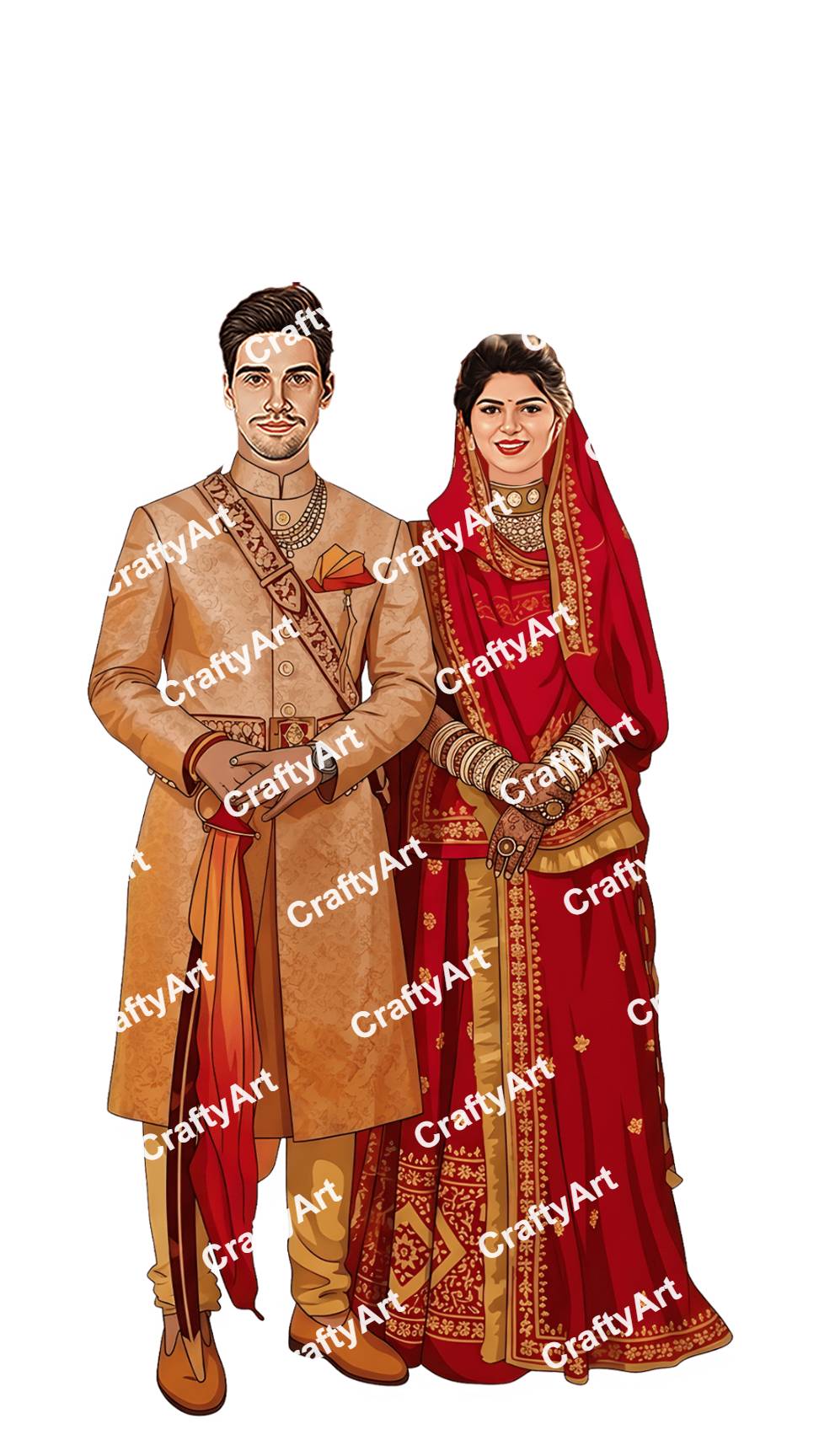 Traditional Marwadi Wedding Caricature for Online Download