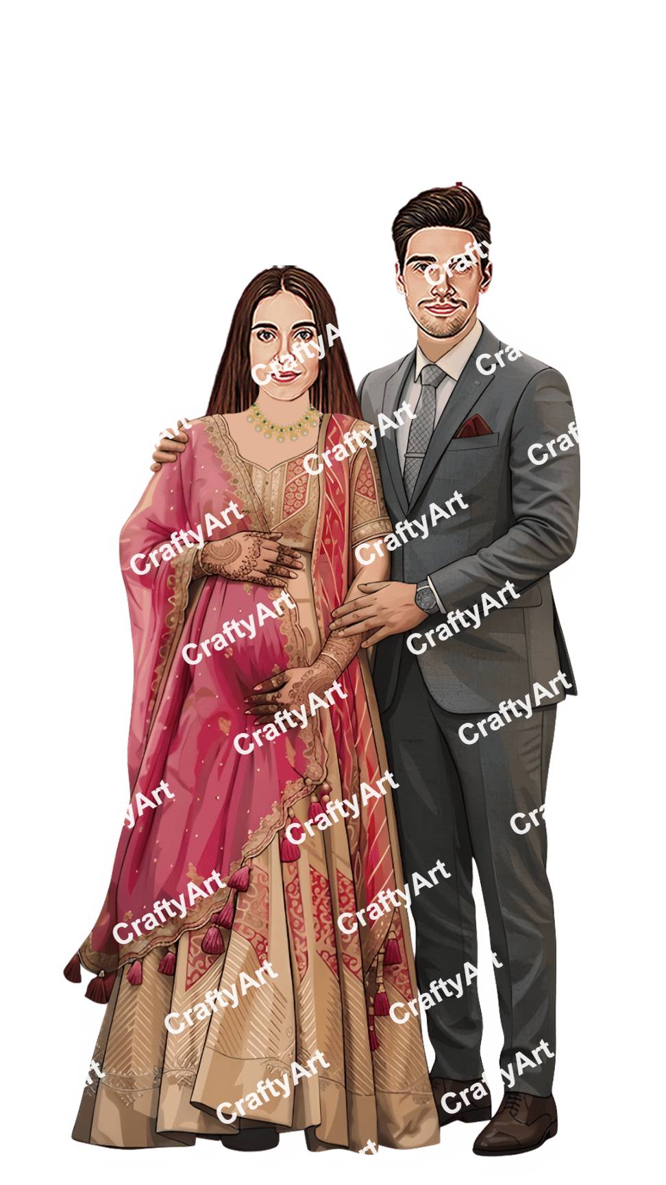 Preview Caricature for Baby Shower Couple Caricature for Sweet Family Memories