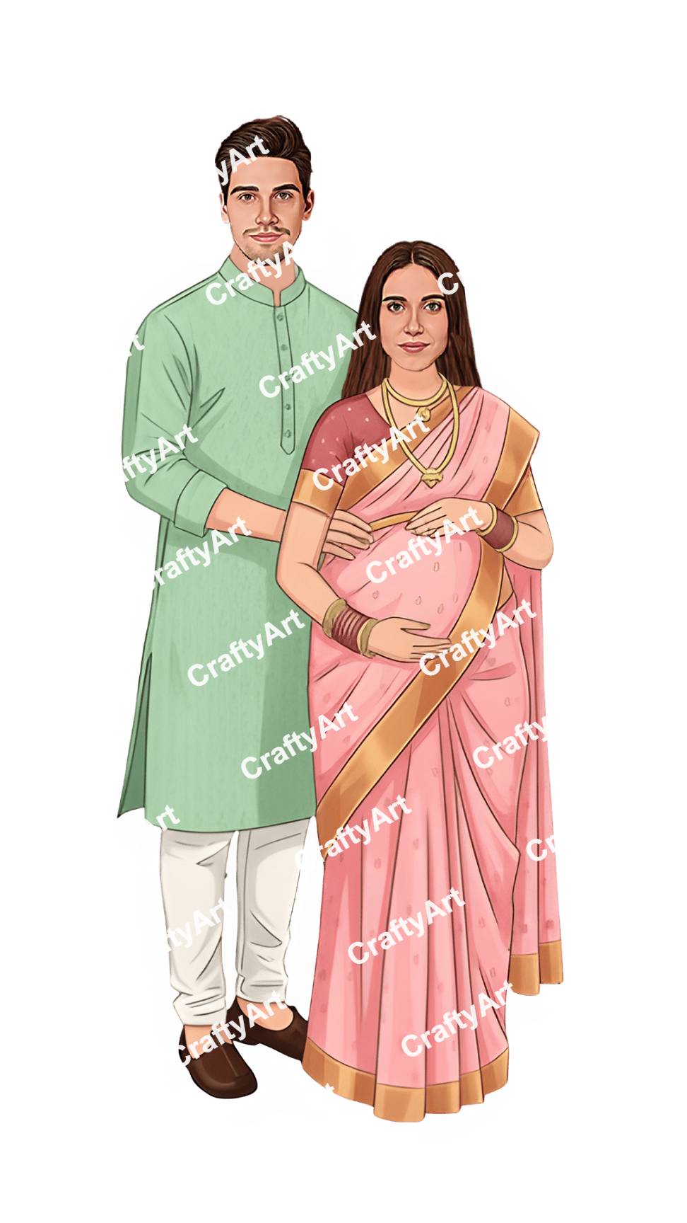 Beautiful Soft Color Baby Shower Caricature