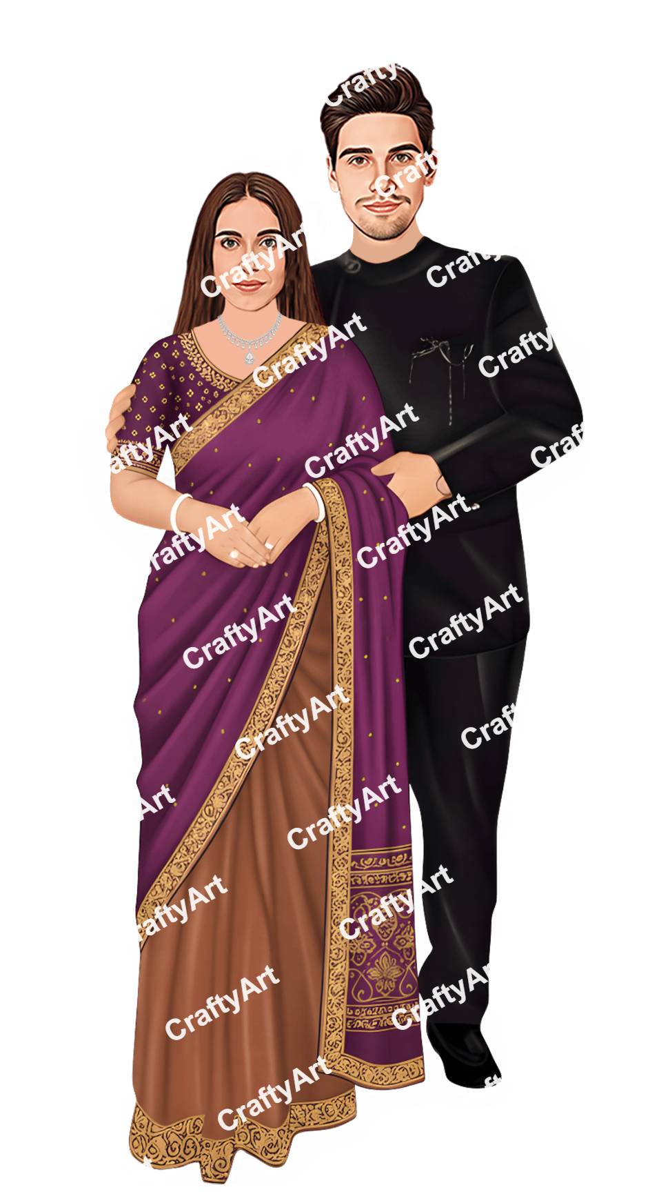 Stylish Reception Caricature Perfect for Wedding Invitations