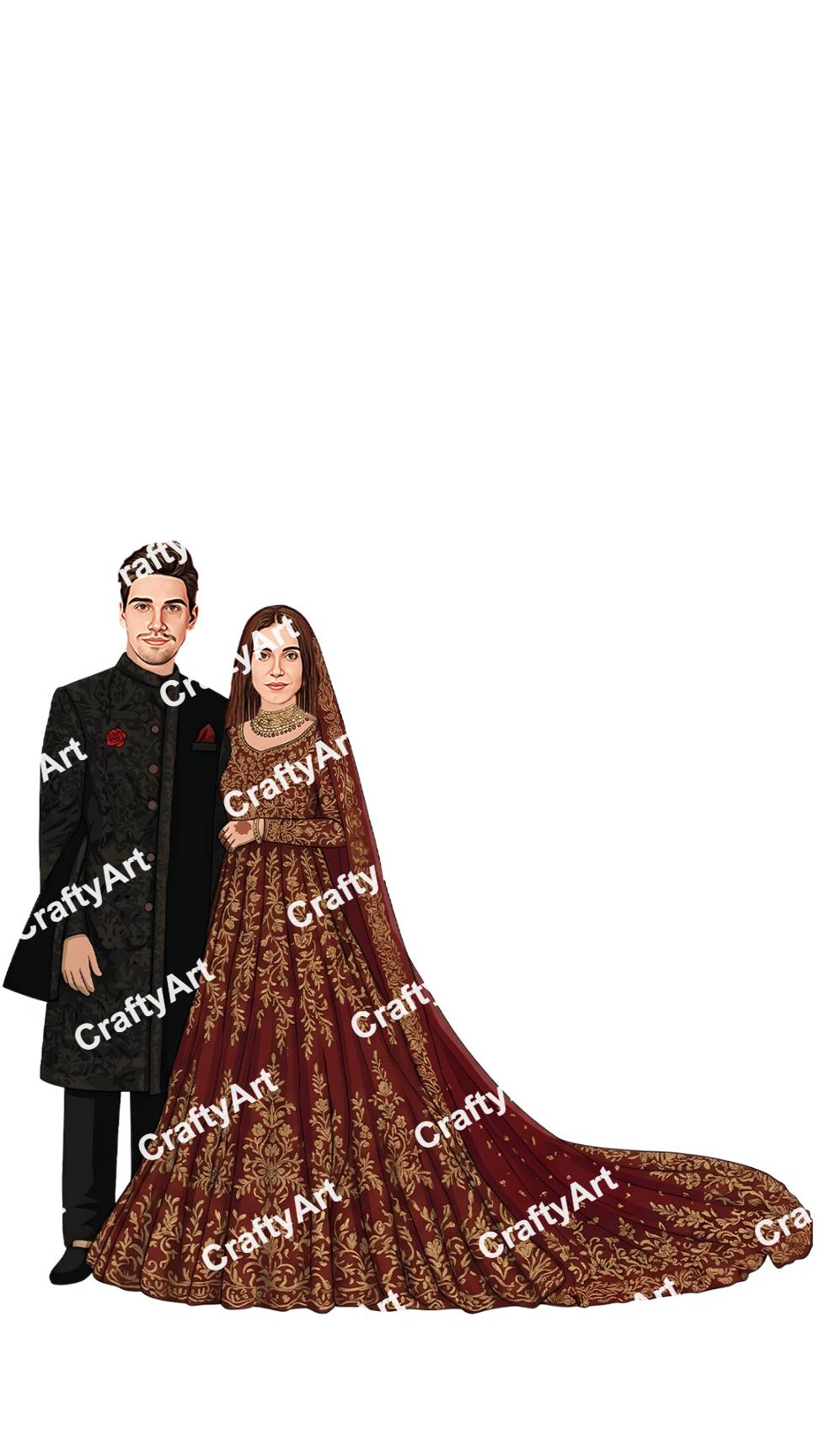 Royal Wedding Caricature with Grand Cultural Look