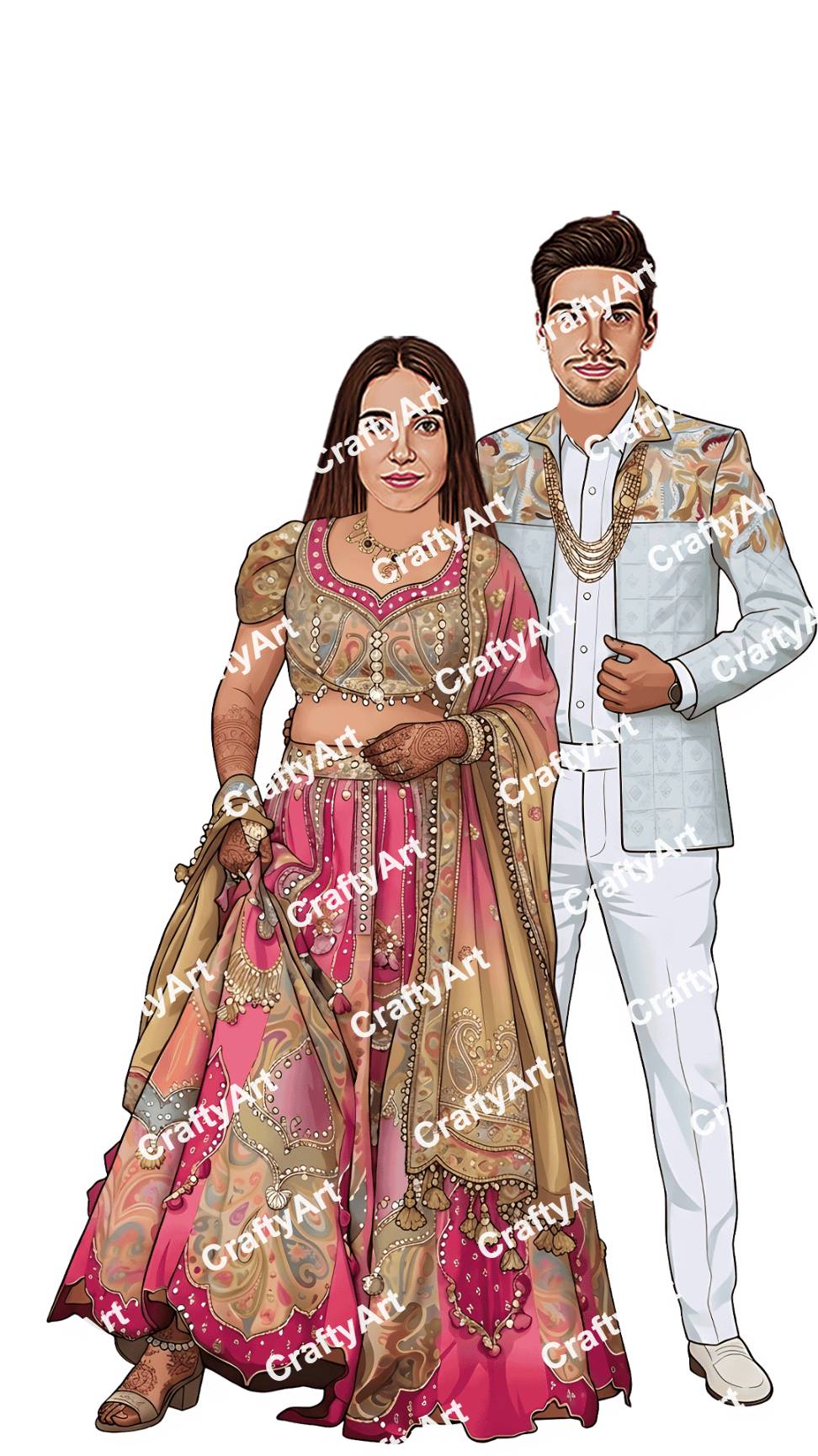 Traditional Indian Mehendi Caricature with Style