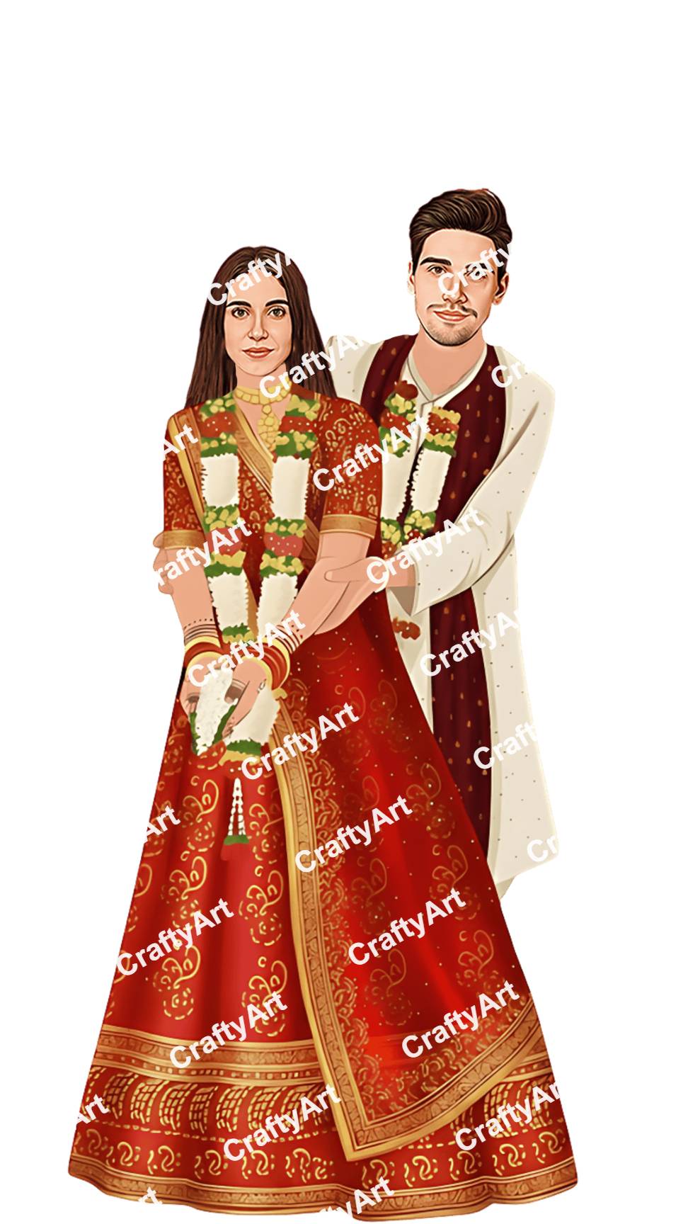 Hindu Wedding Caricature with Royal Wedding Ceremony Vibes