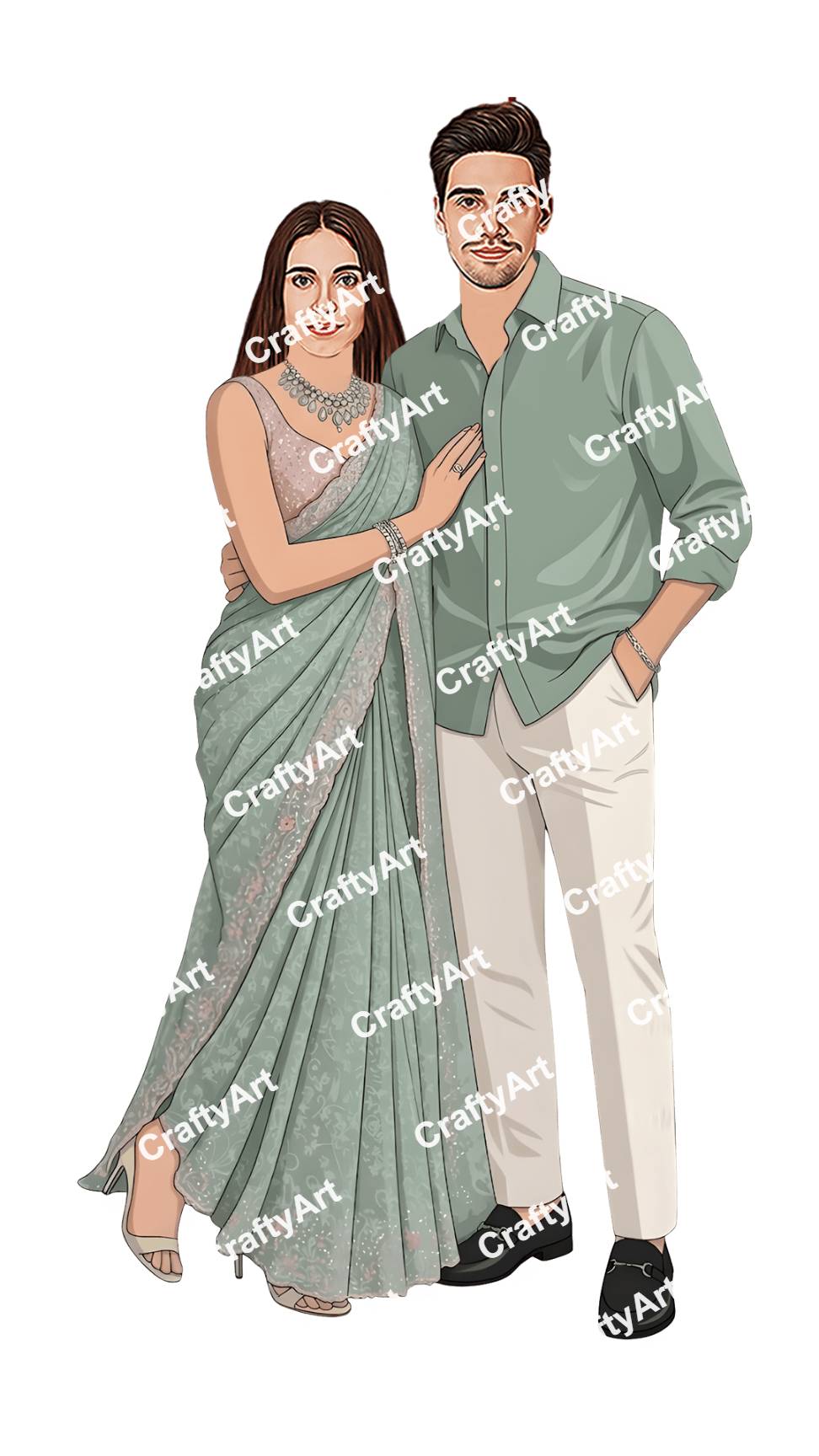 Party Couple Caricature Template for Special Event Memories