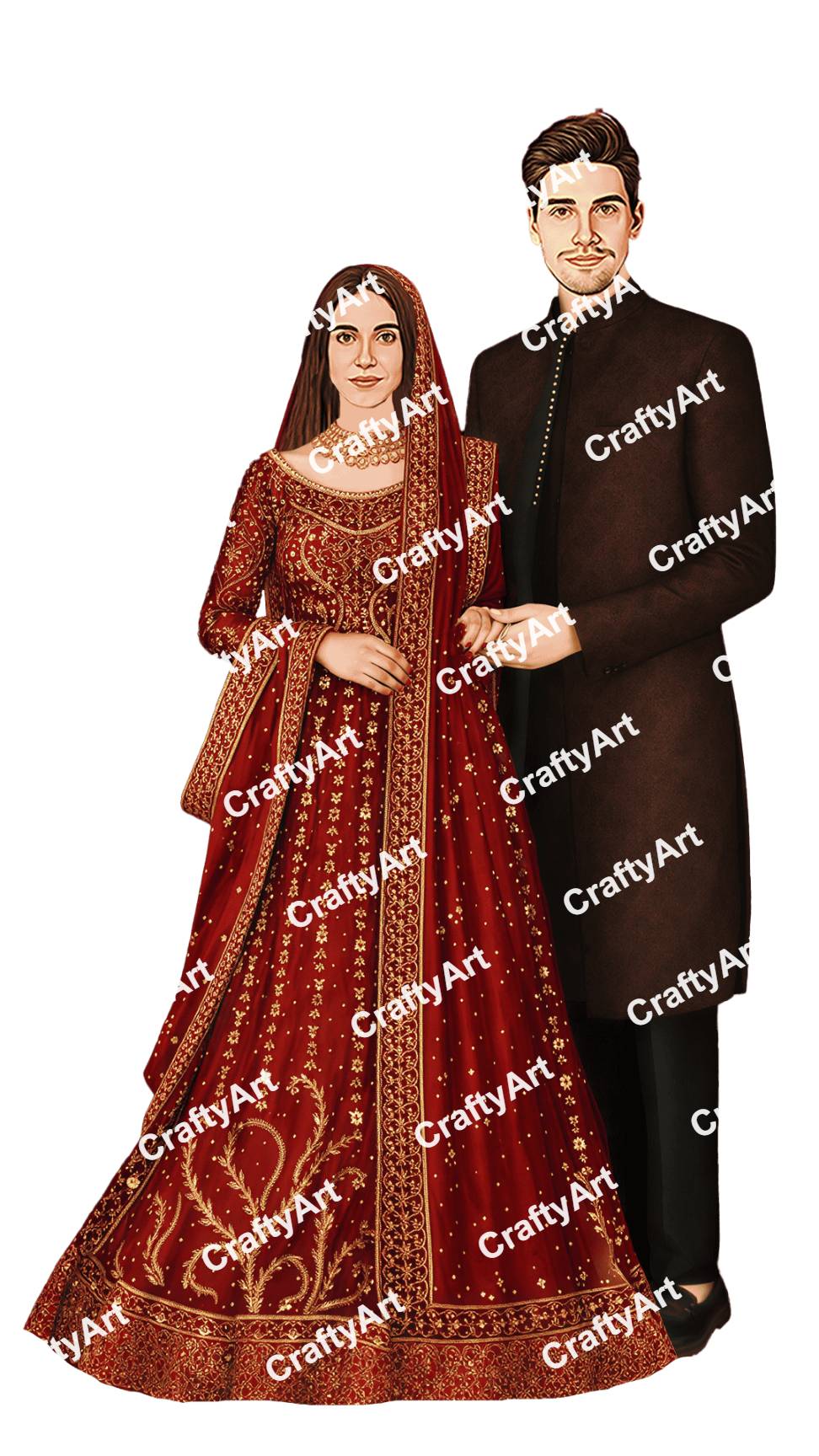 Traditional Sikh Wedding Caricature for Elegant Couple Art