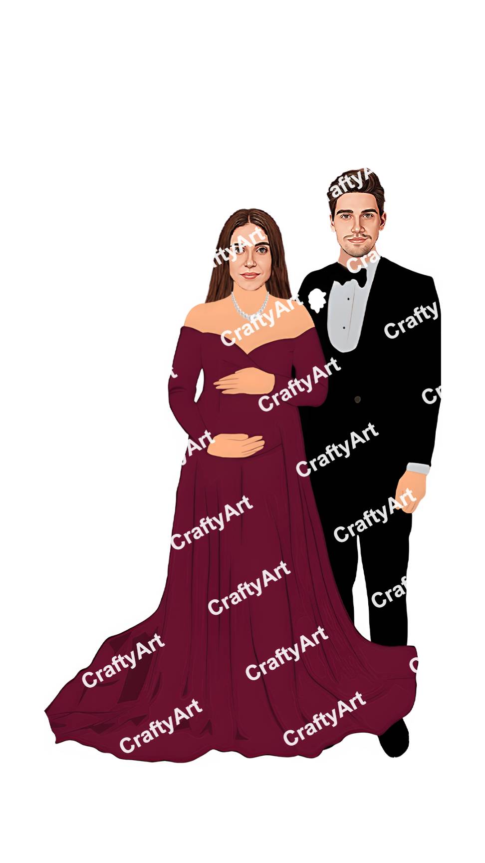 Stylish Baby Shower Couple Caricature for Invitations