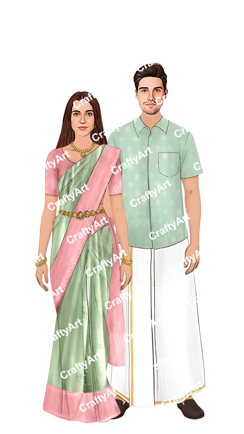 Beautiful South Indian Wedding Caricature Design