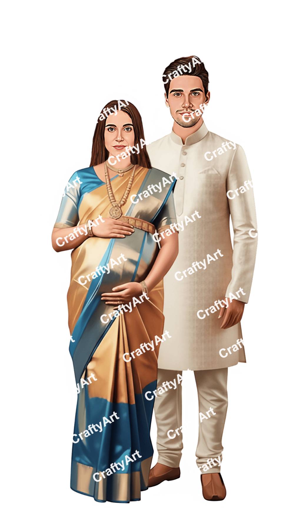 Seemantham Caricature Featuring Classic Ethnic Look