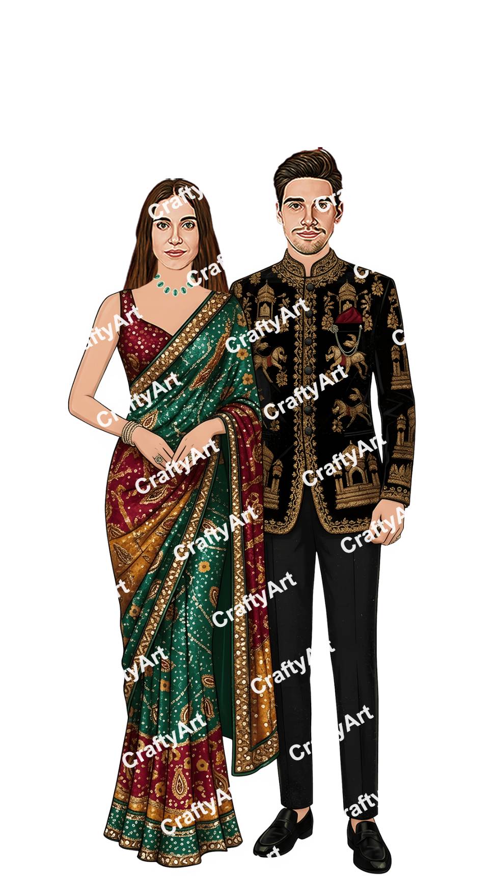 Reception Couple Caricature with Premium Couple Design