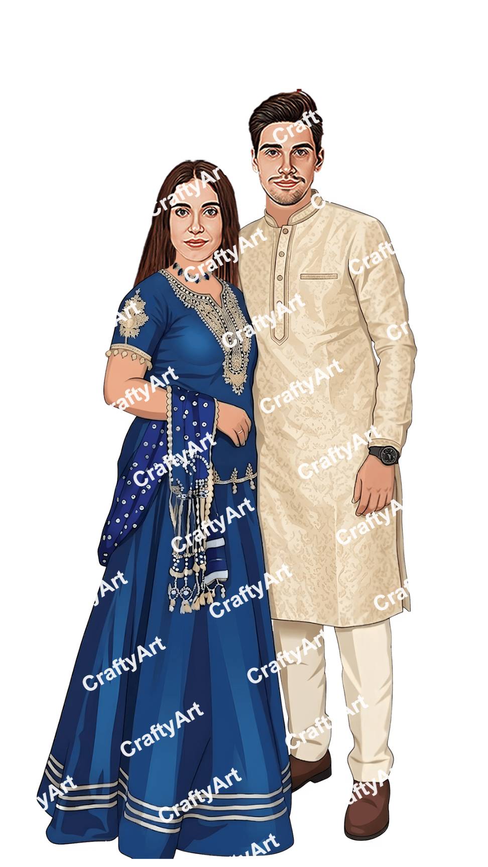 Floral Theme Engagement Caricature for Small Gathering