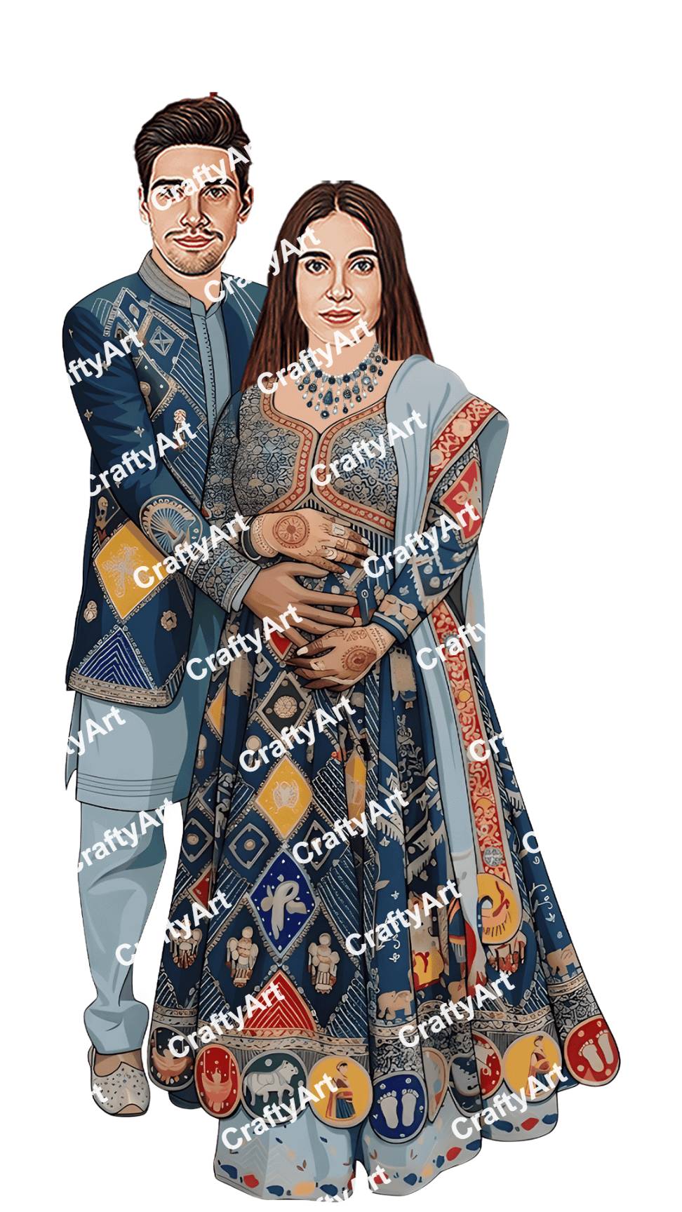 Preview Caricature for Stylish Baby Shower Couple Caricature for Baby Celebrations