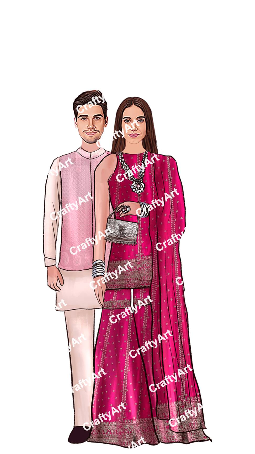 Roka Function Couple Caricature PNG Design