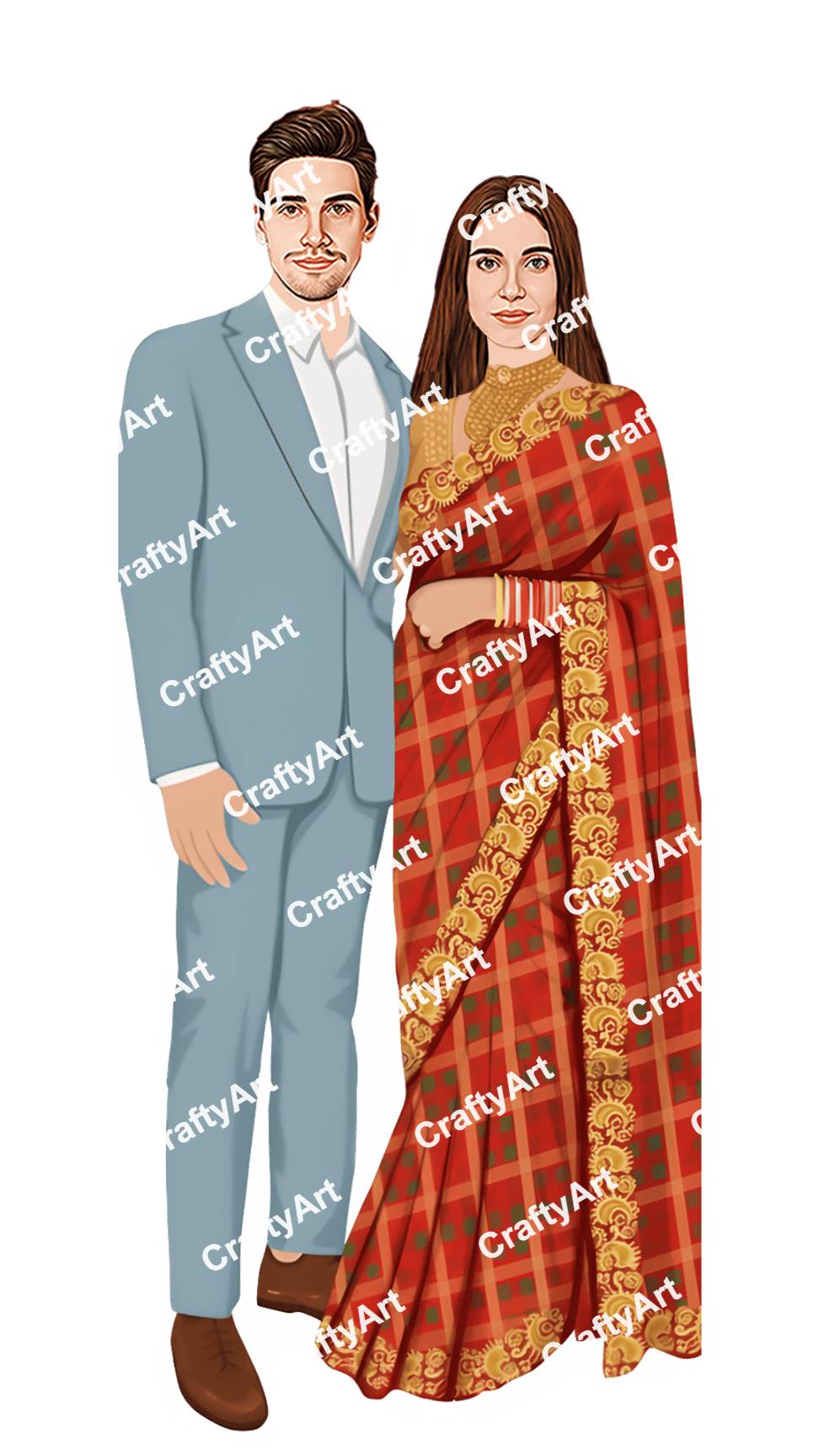 Chandla Vidhi Invitation Caricature with Graceful Couple Art
