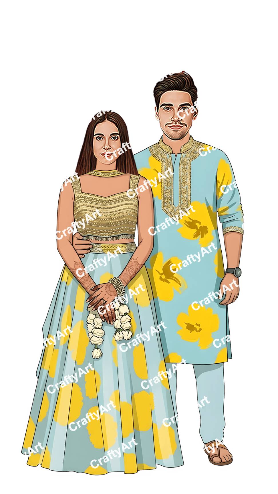 Haldi Ceremony Bride And Groom Caricature