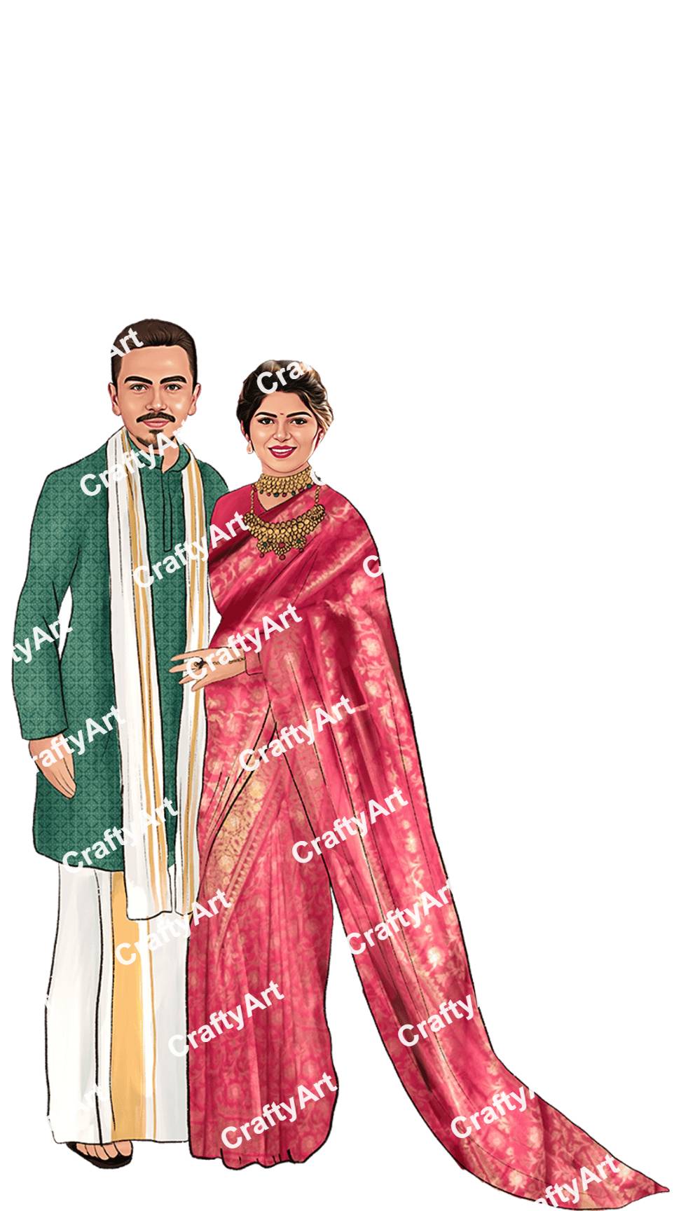 South Indian Wedding Caricature PNG Download