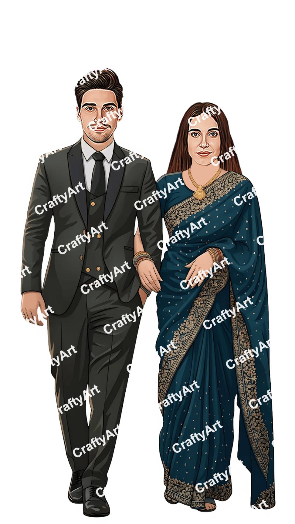 Preview Caricature for Custom Anniversary Couple Caricature for Couples Online