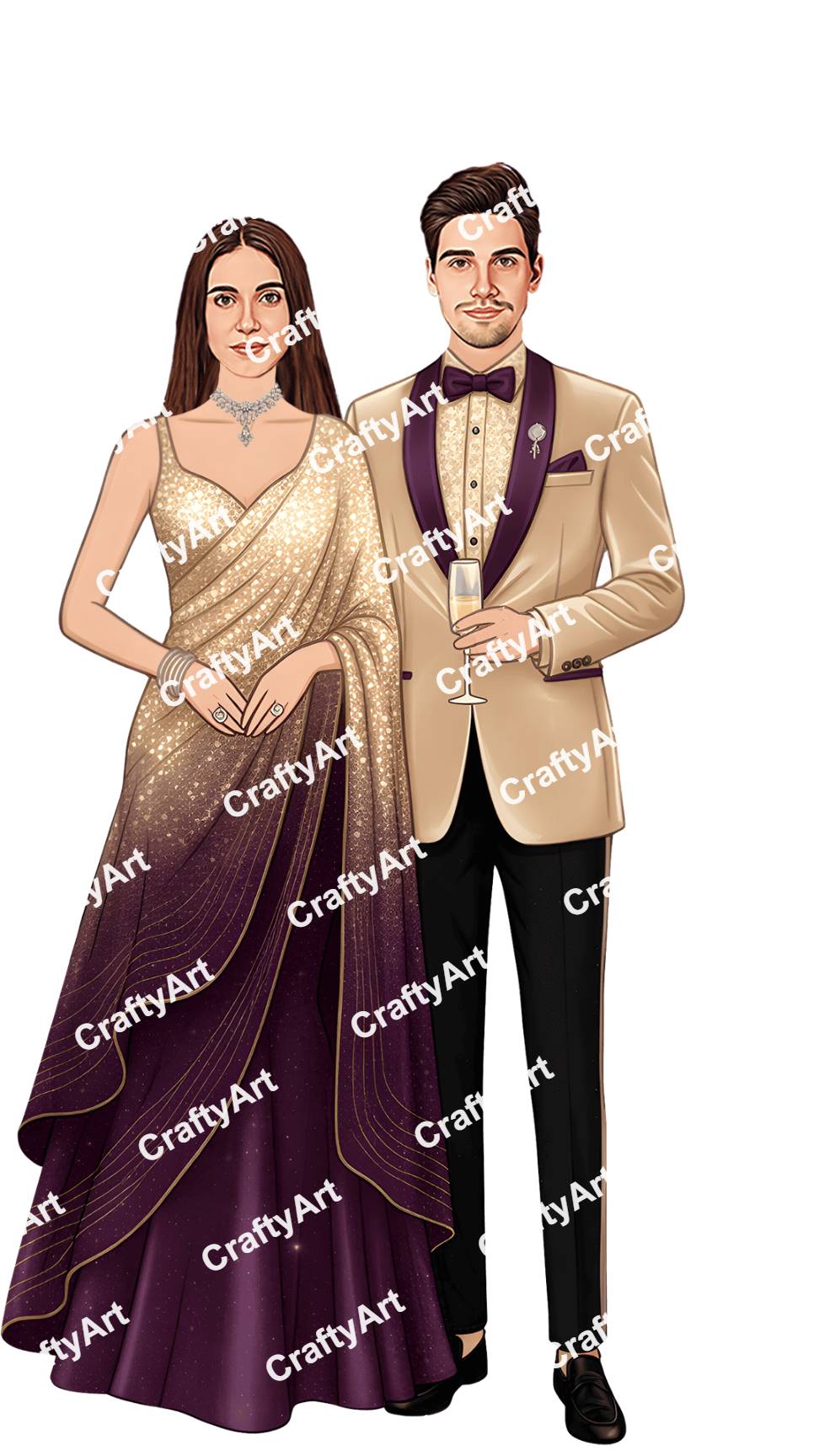 Reception Party Caricature with Elegant Party Vibes