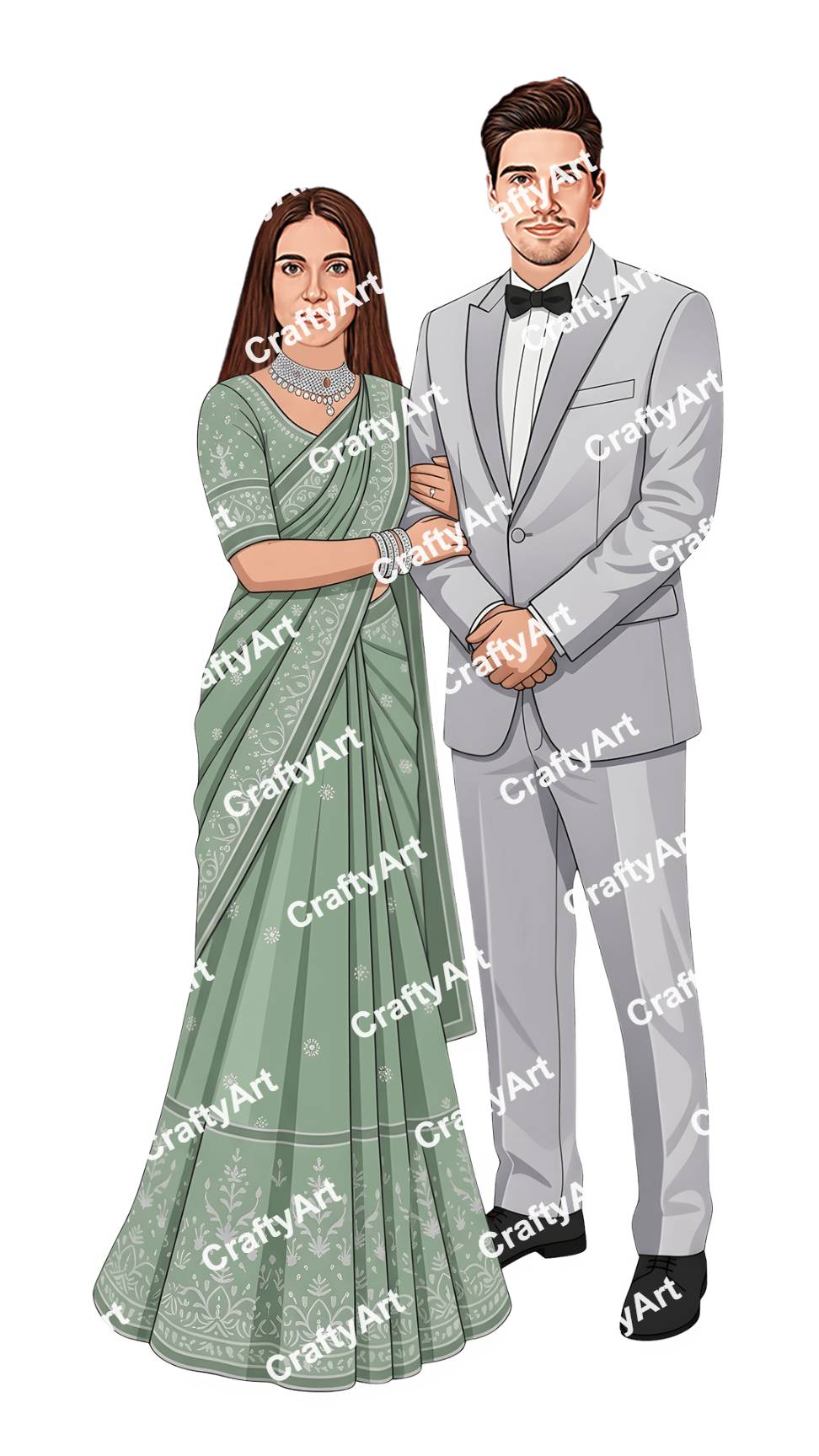 Wedding Anniversary Couple Caricature with Modern Look
