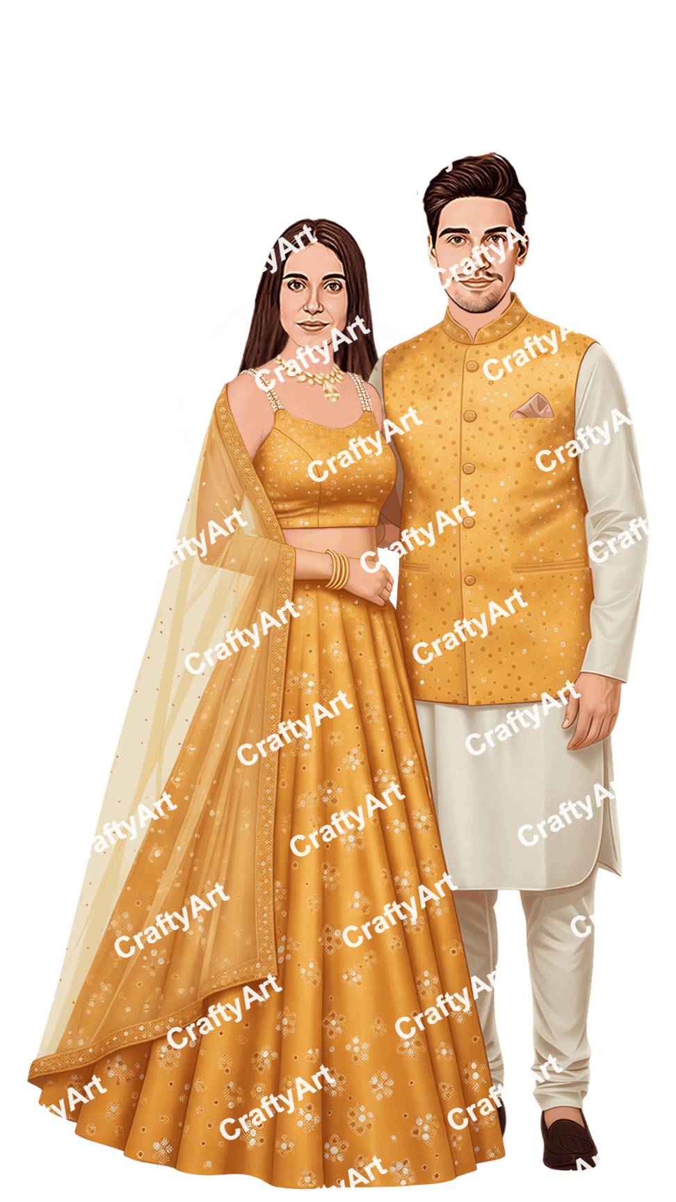 Beautiful Haldi Function Illustration with Soft Colors