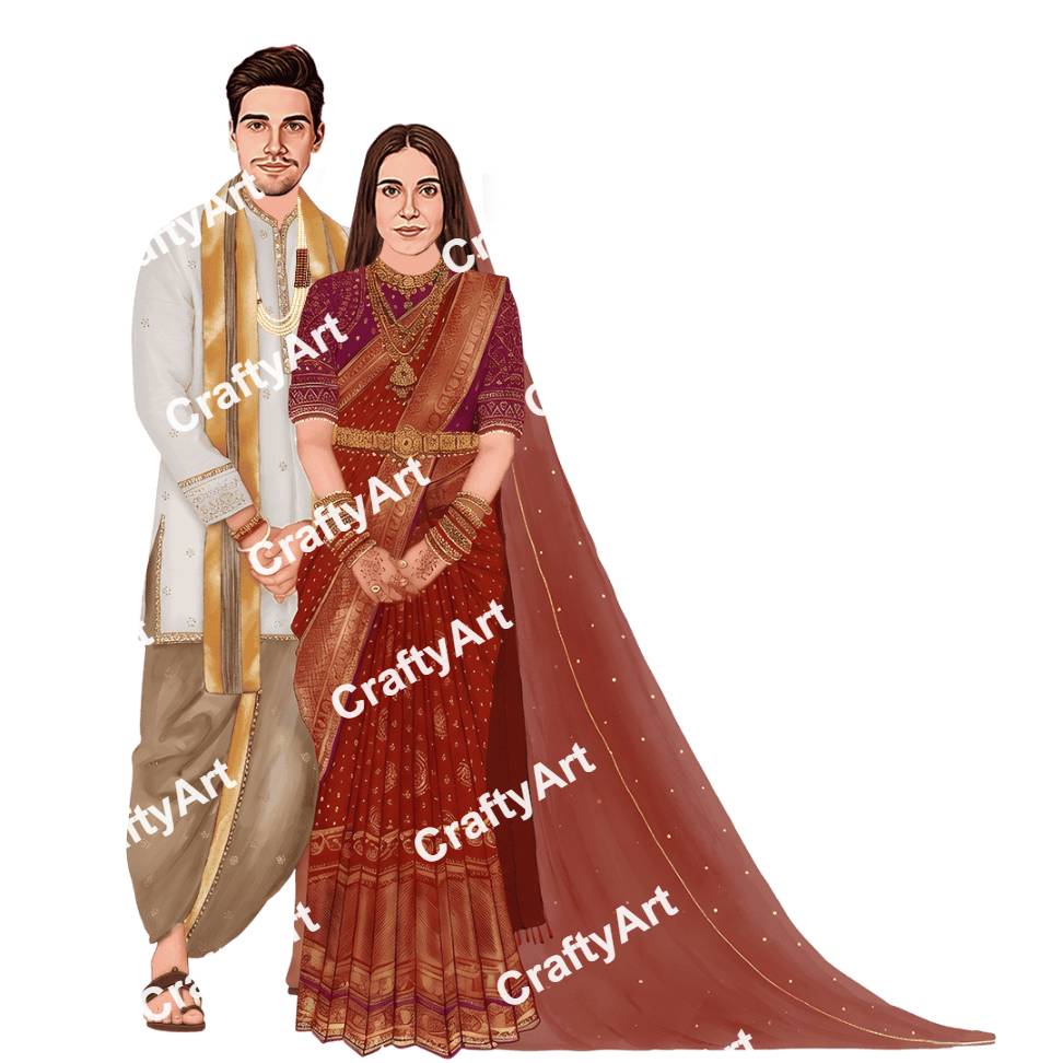 traditional wedding caricature royal cultural wedding art