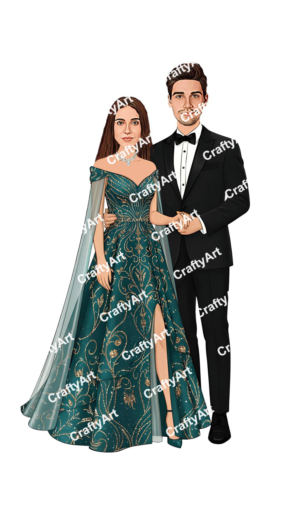 Groom Bride Couple Caricature for Reception Party